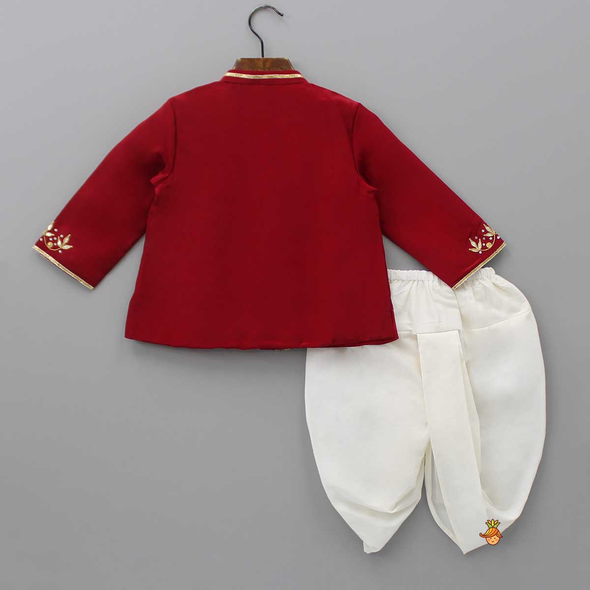 Gota Lacework Detail Red Kurta And Dhoti