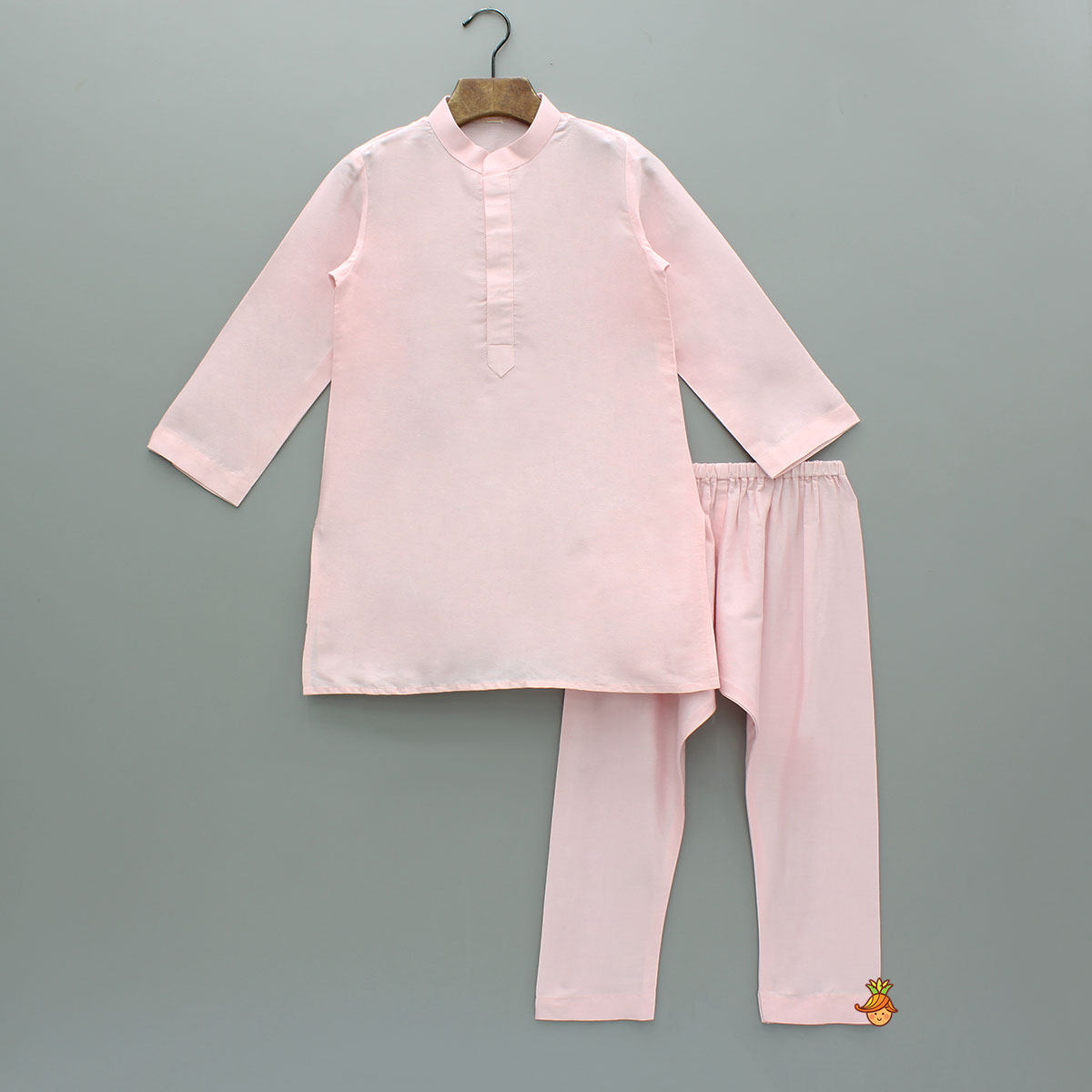 Pink Kurta With Hand Embroidered Floral Printed Jacket And Pyjama