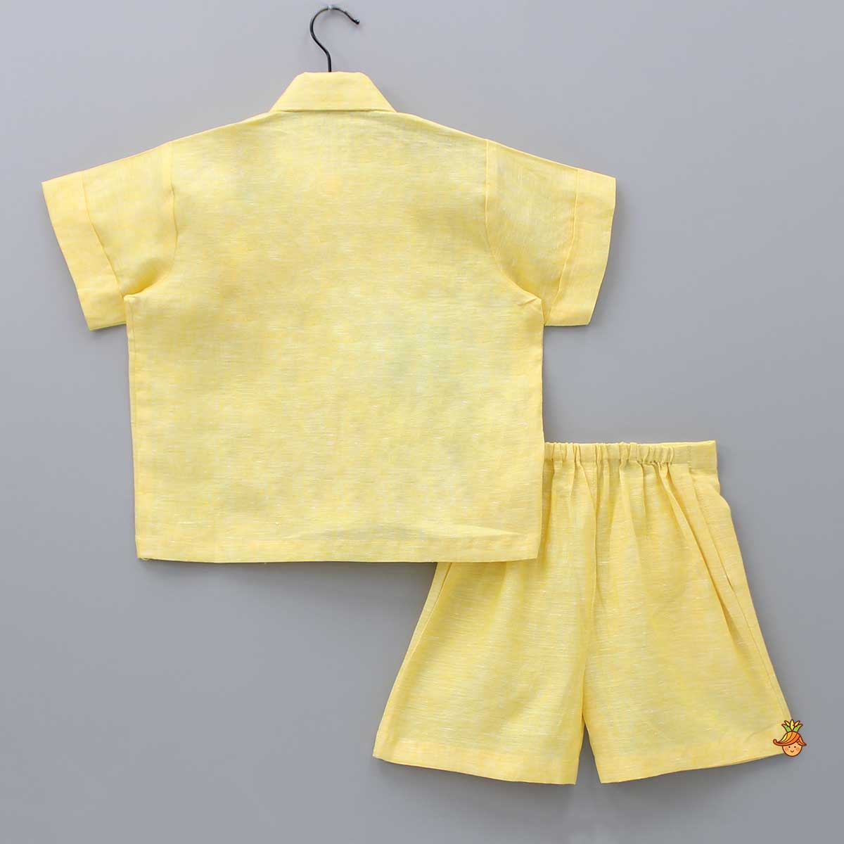 Animal Embroidered Yellow Shirt And Shorts