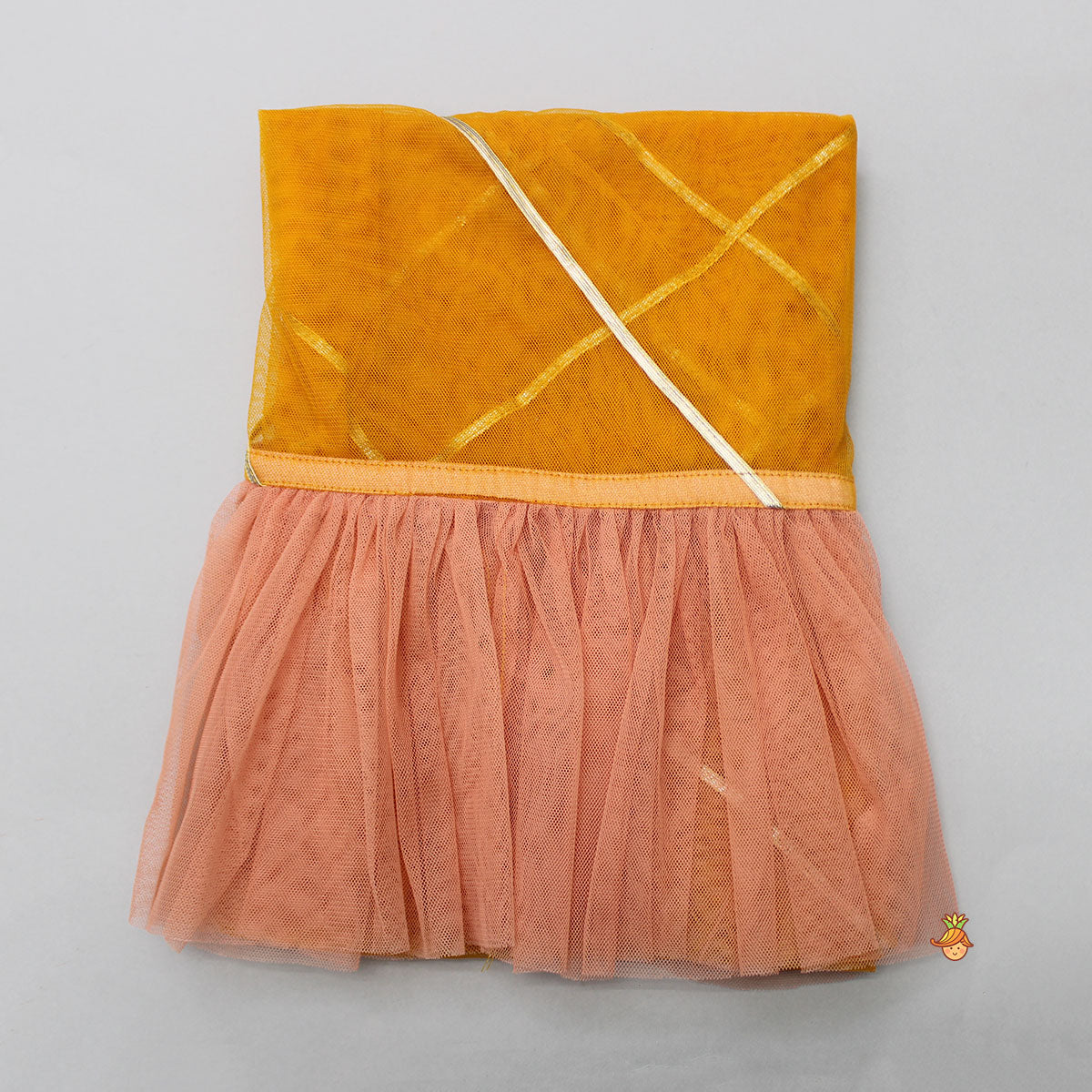 Multicolour Floral Printed One Shoulder Top And Flared Lehenga With Net Dupatta