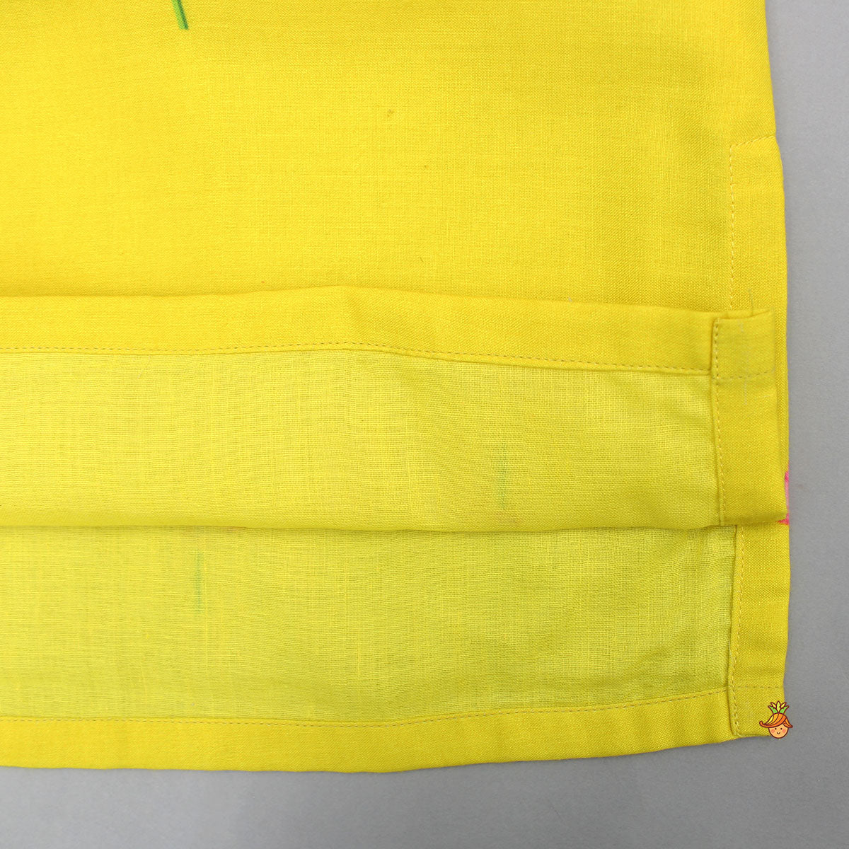 Yellow Printed Kurta With Open Jacket And Pyjama
