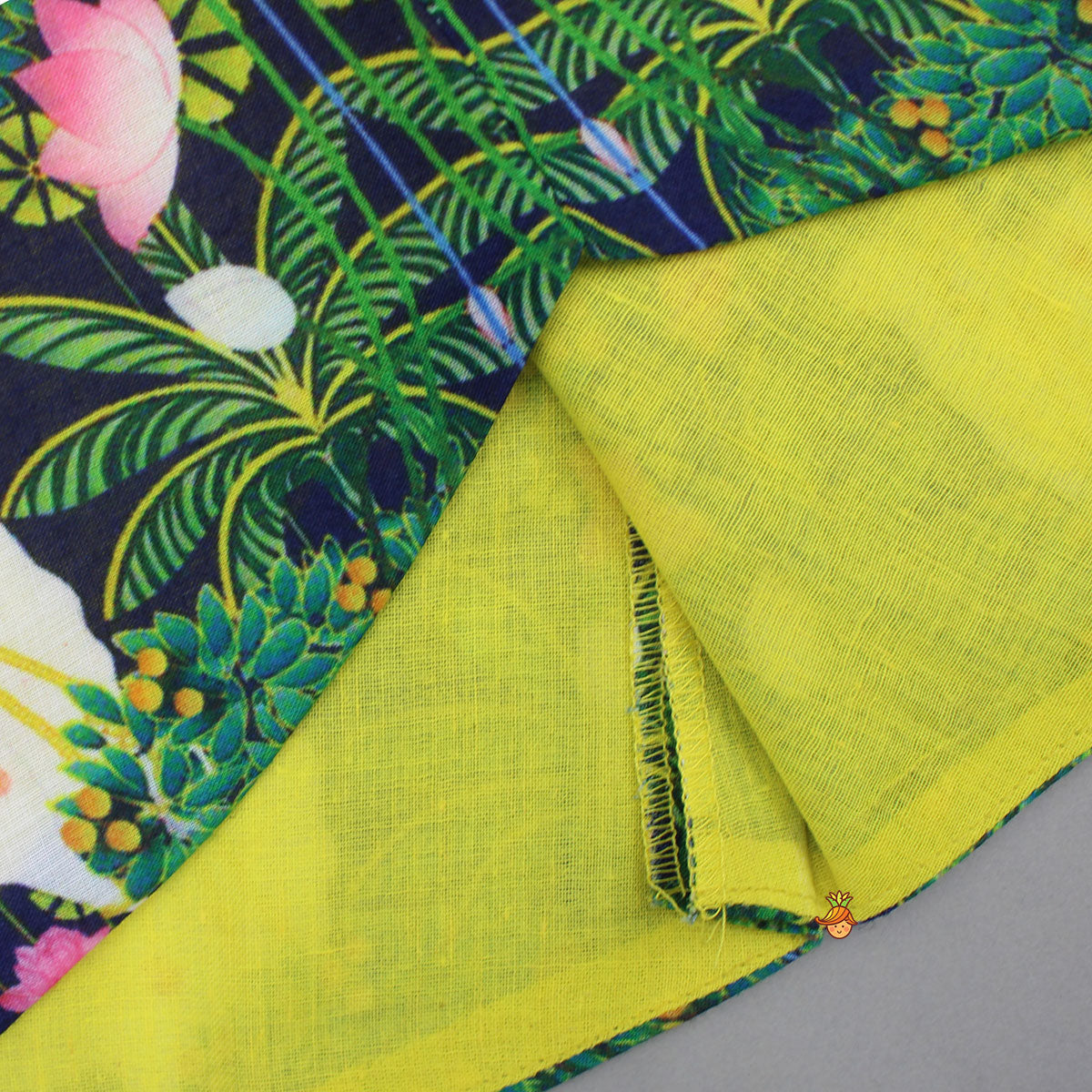 Yellow Printed Kurta With Open Jacket And Pyjama