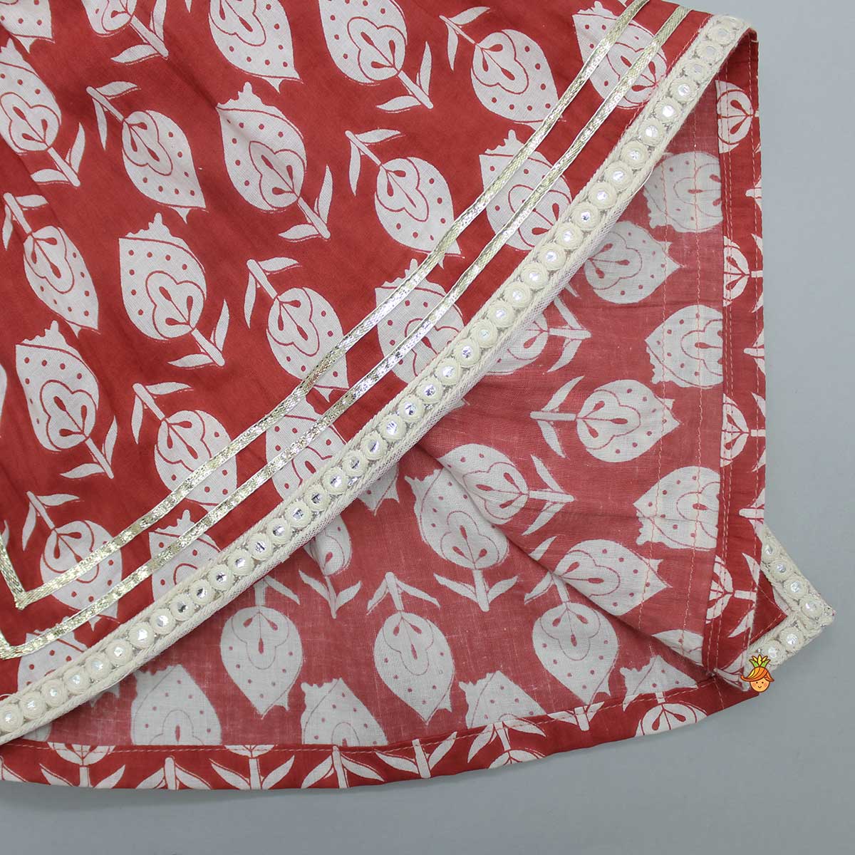 Gota Lace Detail-Printed Kurti And Sharara