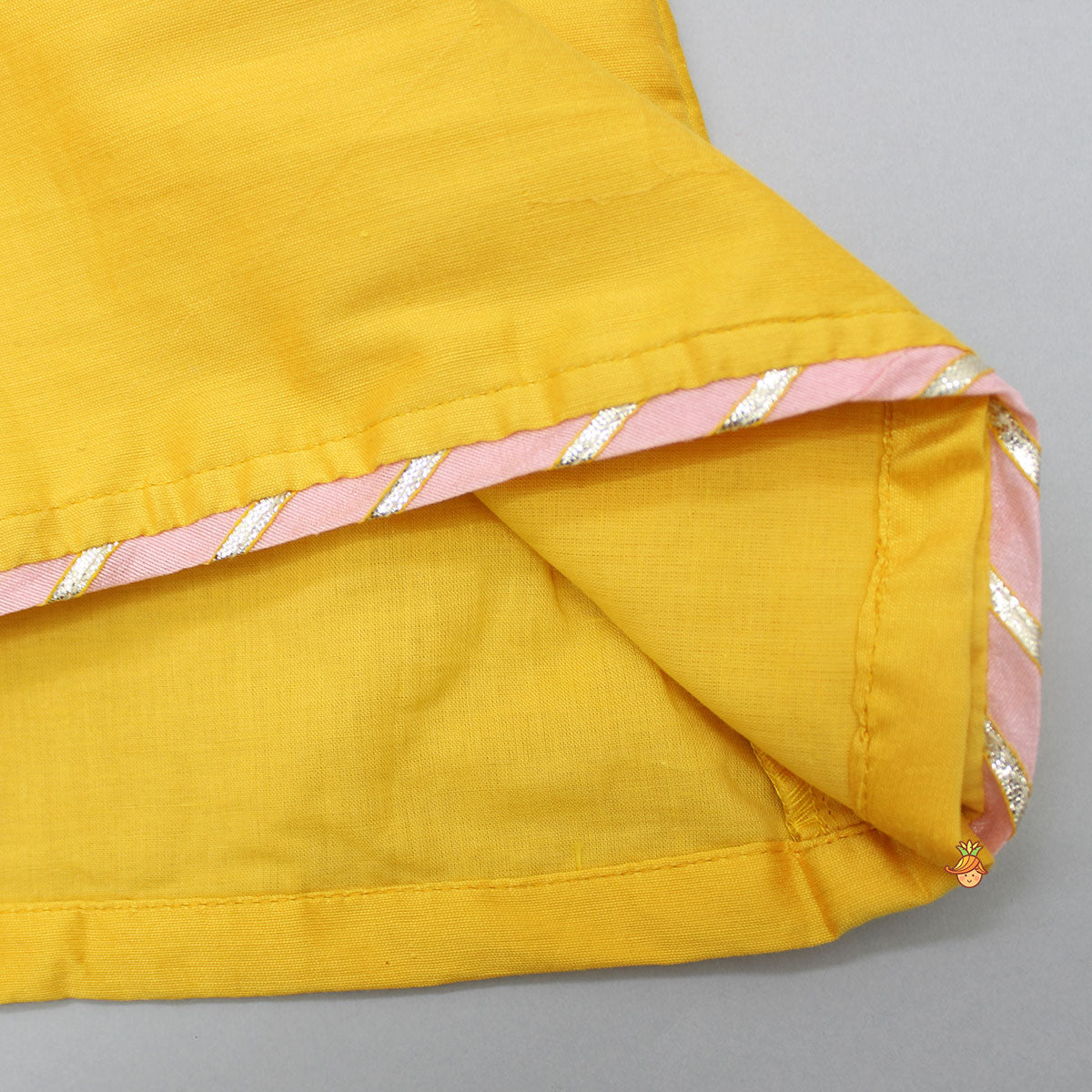 Embroidered Krishna Angarkha Style Kurta With Lace Work Dhoti And Mukut