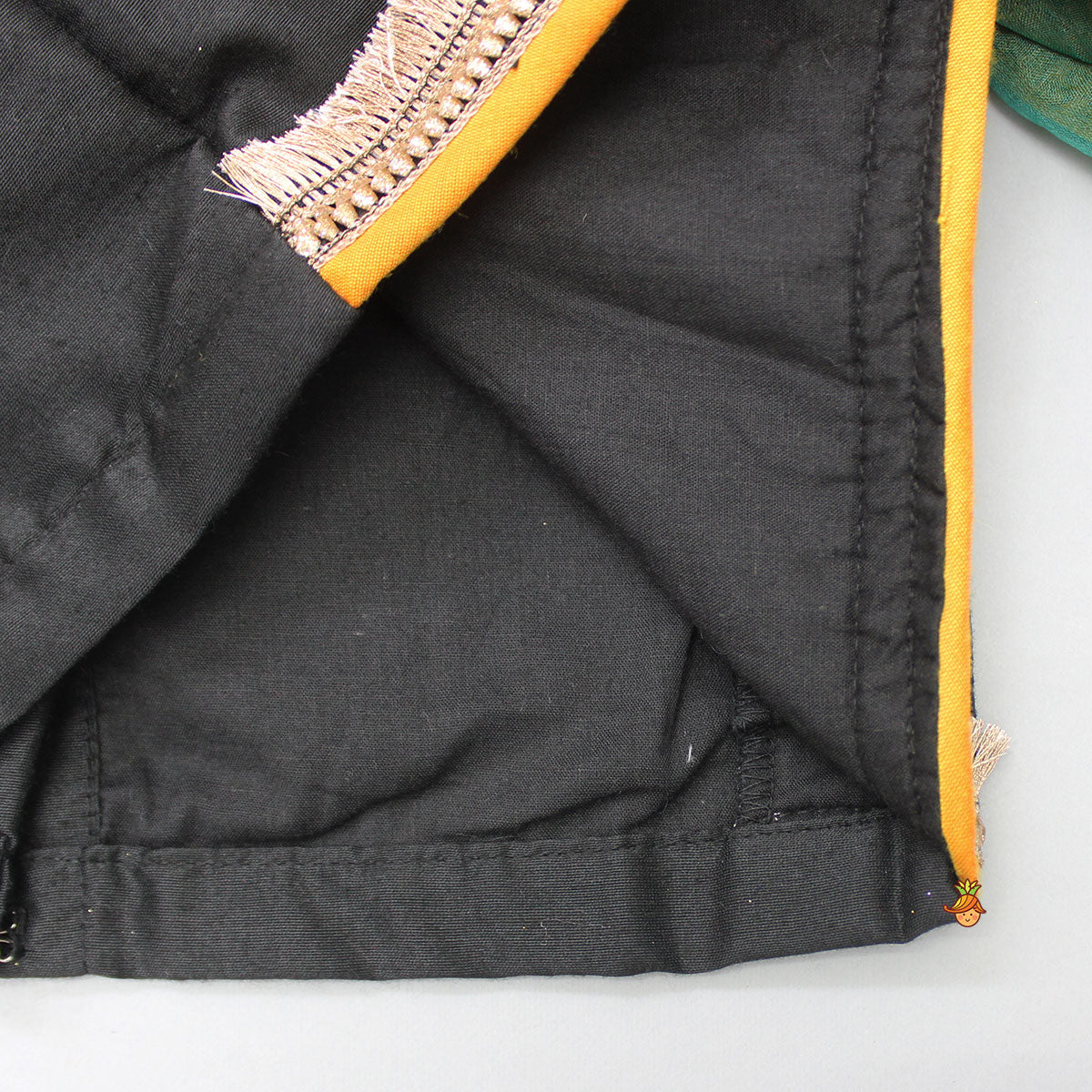 Black Top With Frilly Sleeves And Multicolored Lehenga