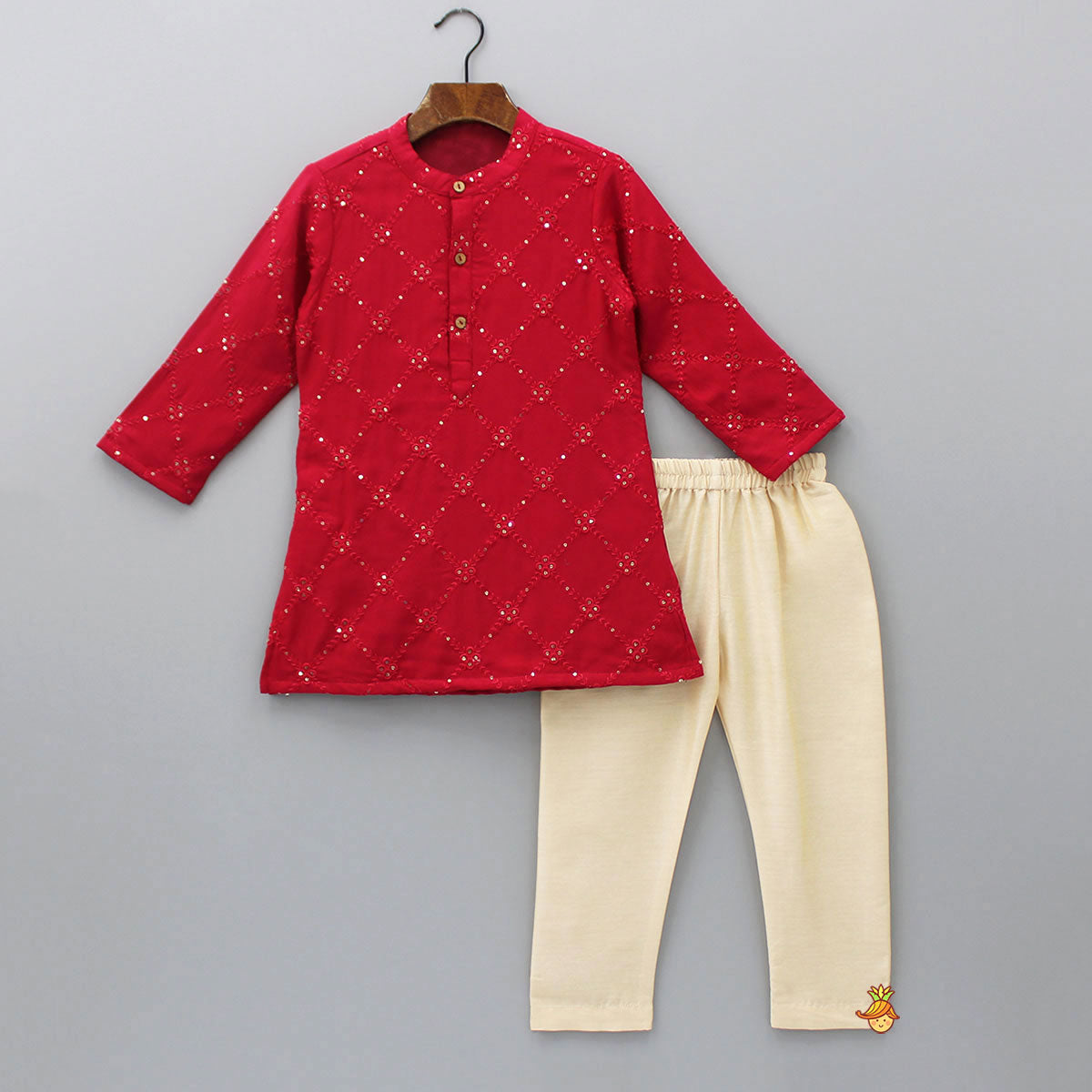 Sequin Thread Embroidered Kurta And Pyjama