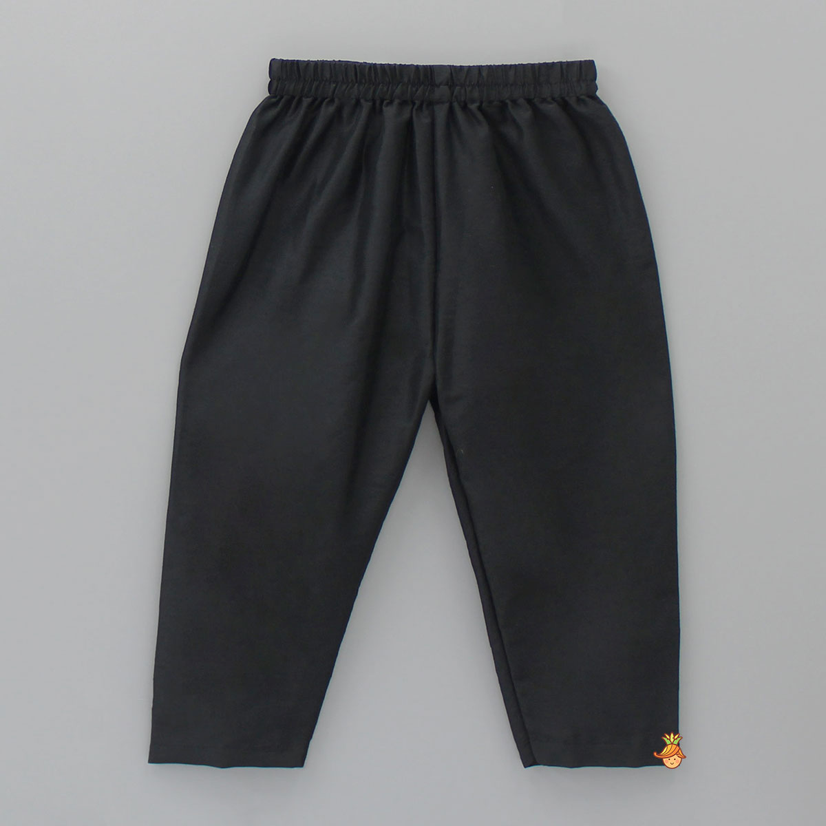 Black Kurta With Multicolour Attached Flap And Pyjama