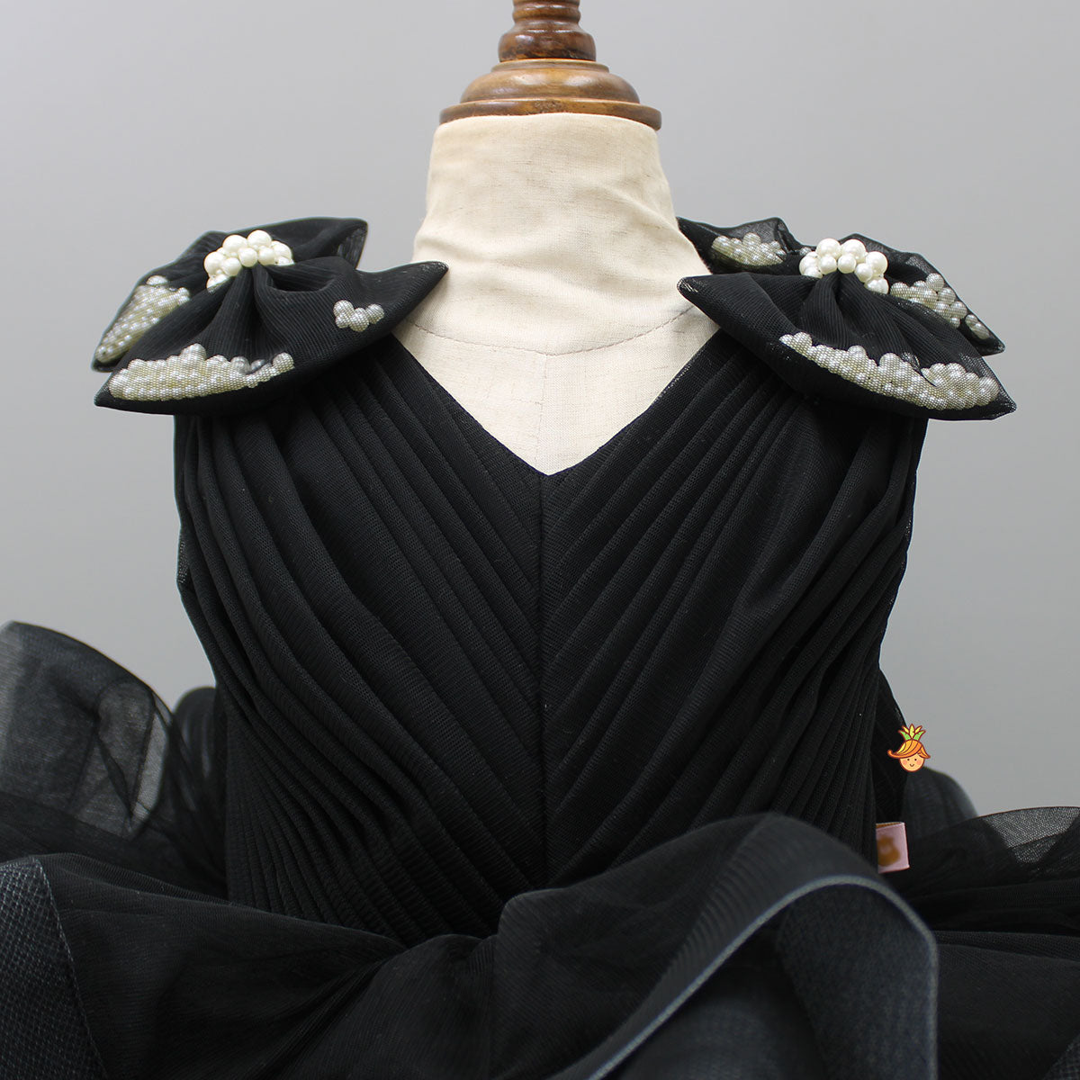 Multicolour Ruffle Net Black Dress