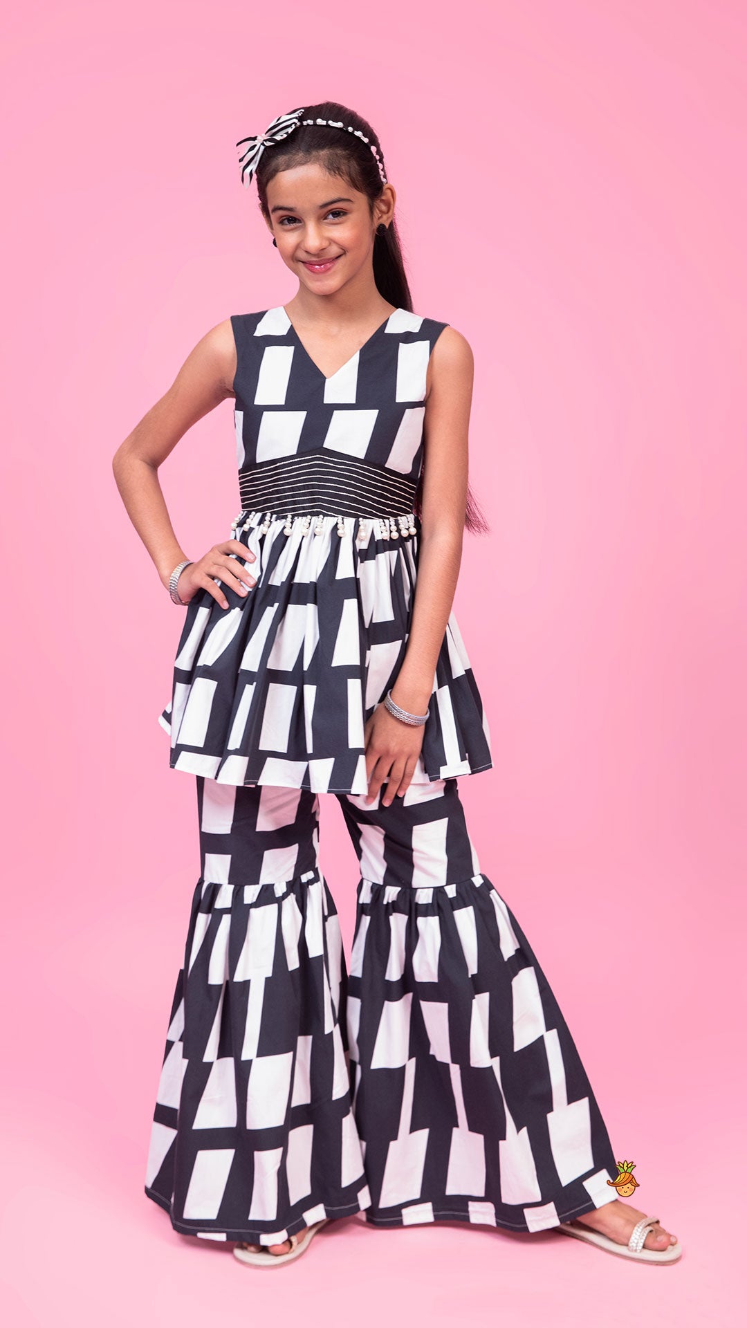 Dual Tone Printed Kurti And Sharara
