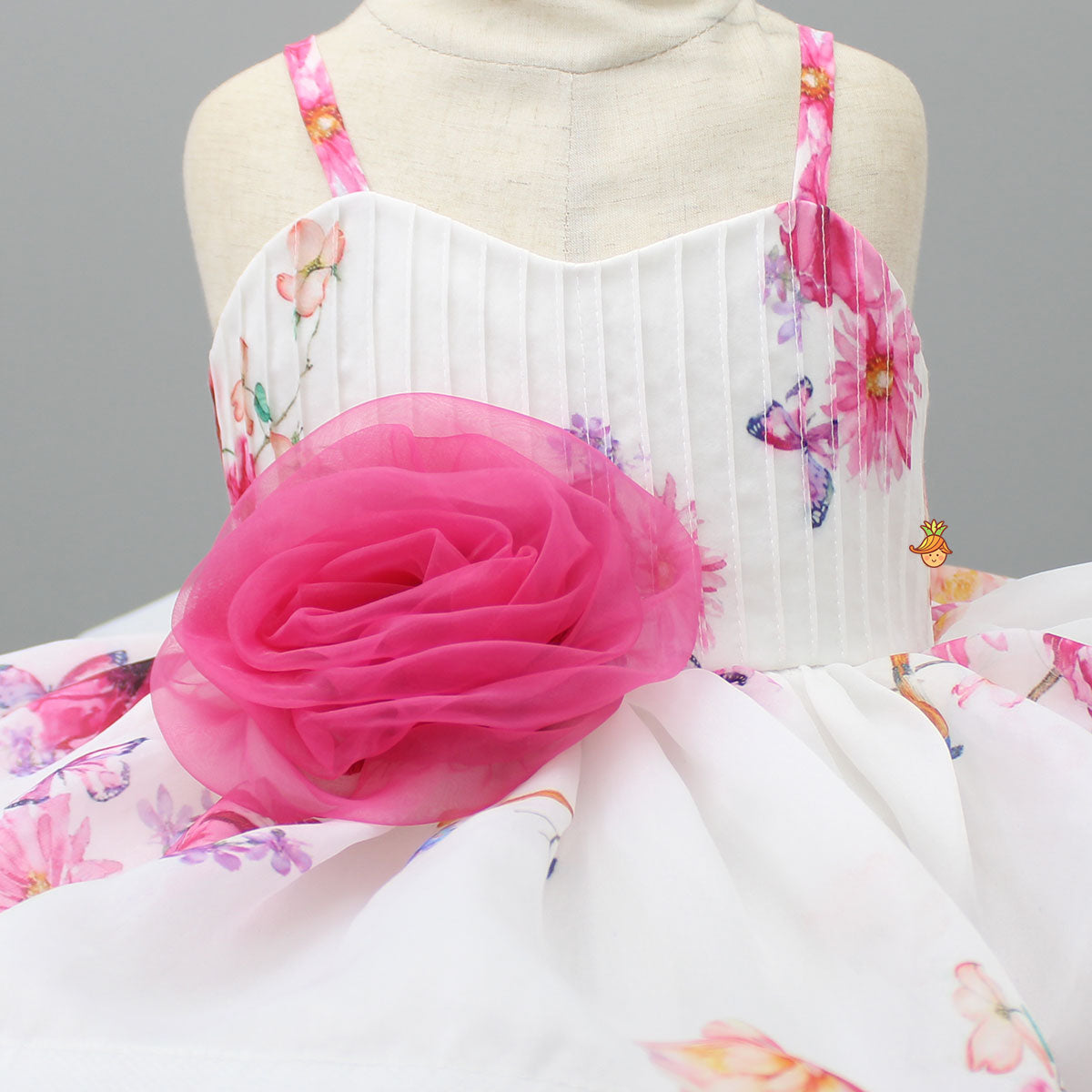 Floral Printed Pintuck Strappy Dress