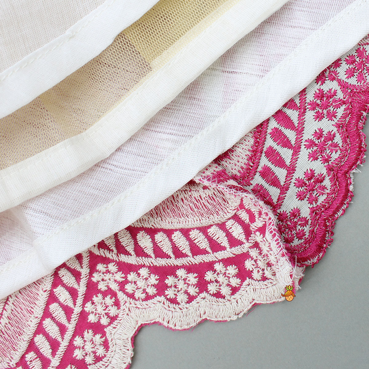 Thread-Embroidered Dual-Tone Anarkali With Attached Net Dupatta