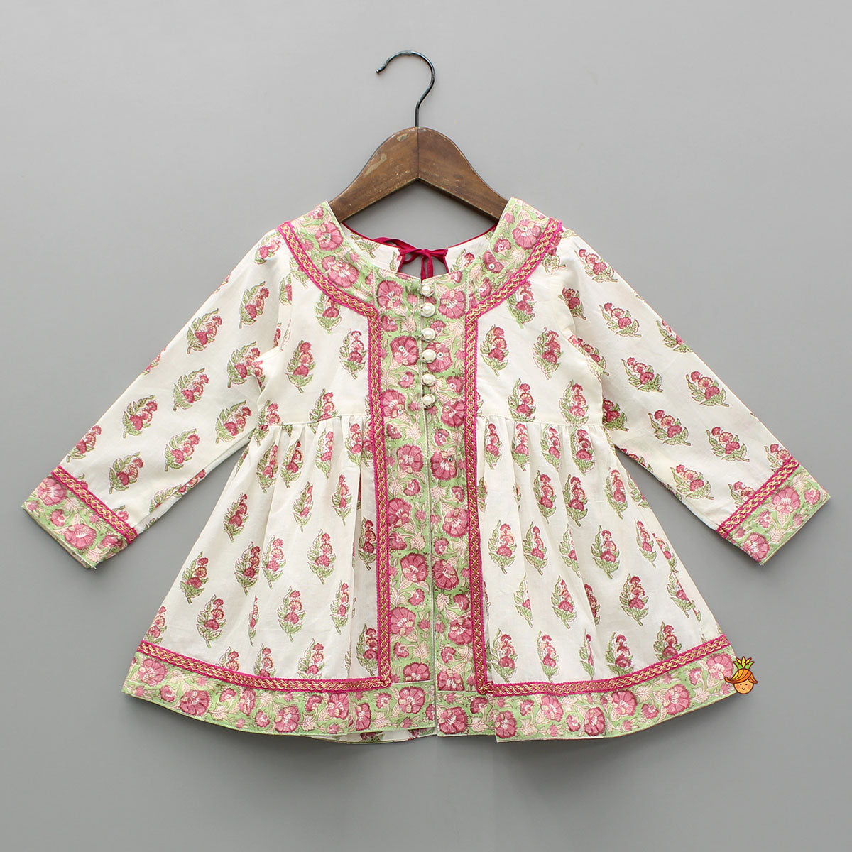Floral Printed Stylish Front Cut Kurti And Lehenga