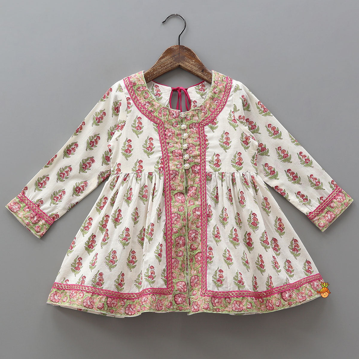 Floral Printed Stylish Front Cut Kurti And Lehenga