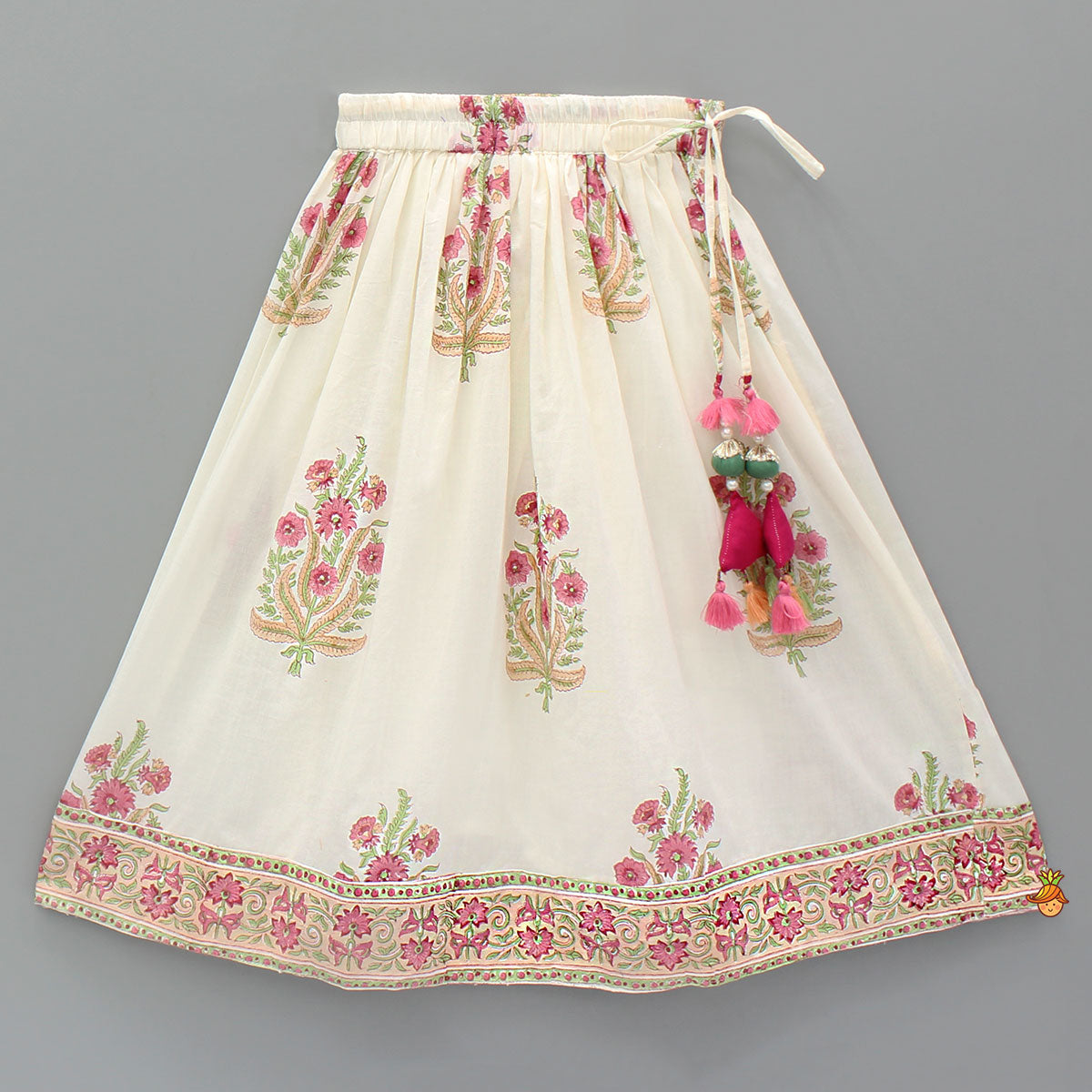 Floral Printed Stylish Front Cut Kurti And Lehenga