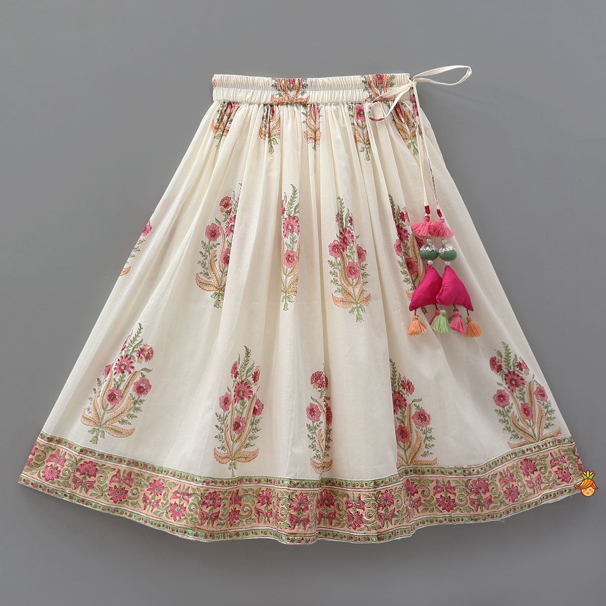 Floral Printed Stylish Front Cut Kurti And Lehenga