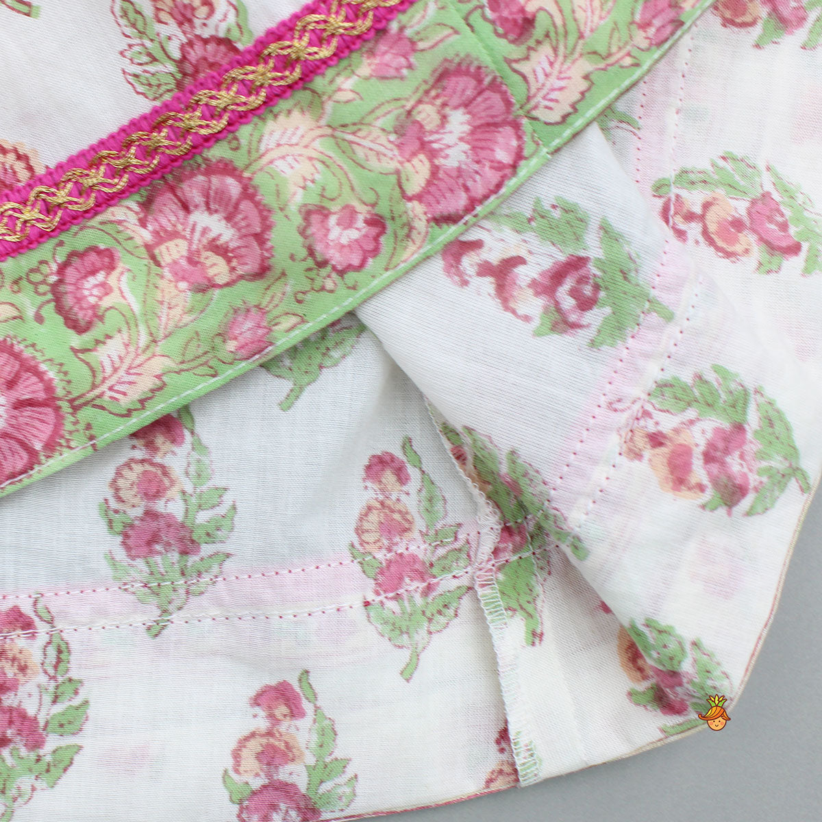 Floral Printed Stylish Front Cut Kurti And Lehenga