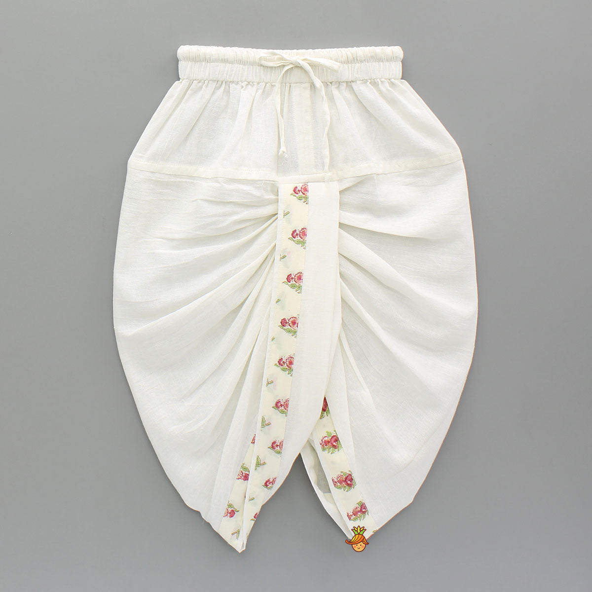 Floral Printed Kurta With Handworked Jacket And Dhoti.