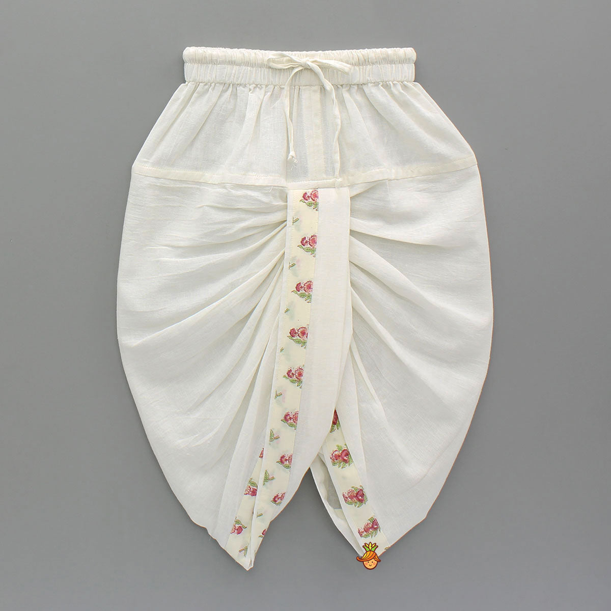 Floral Printed Kurta With Handworked Jacket And Dhoti.