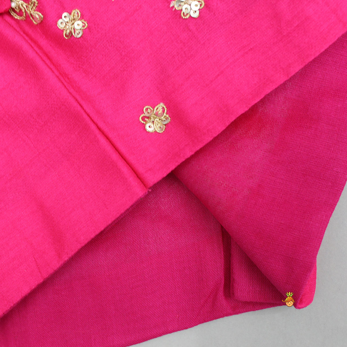 Sequin Embroidered Pink Top And Lehenga With Matching Net Dupatta