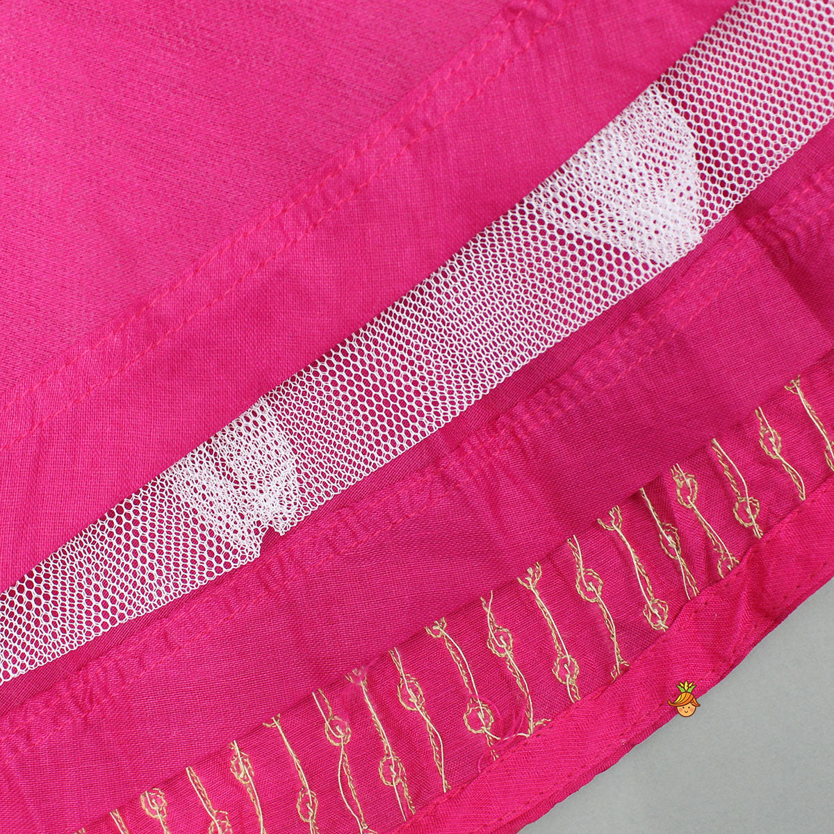 Sequin Embroidered Pink Top And Lehenga With Matching Net Dupatta
