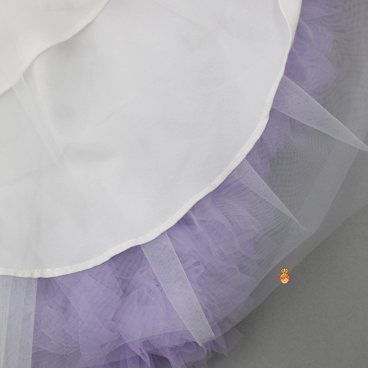 Swirl Flower Adorned One Shoulder Lavender Dress With Detachable Trail