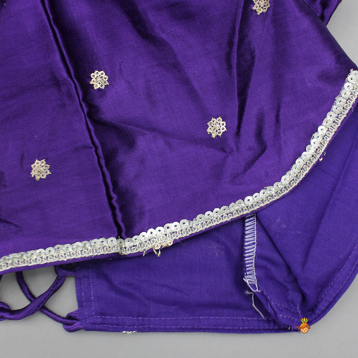 Sequin Embroidered Purple Top And Lehenga With Matching Net Dupatta