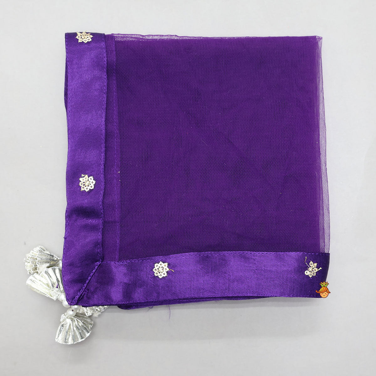 Sequins And Thread Embroidered Purple Strappy Kurti With Palazzo And Net Dupatta