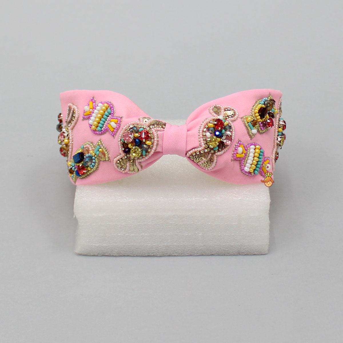 Sequins and Beaded Candy Worked Pink Hairband