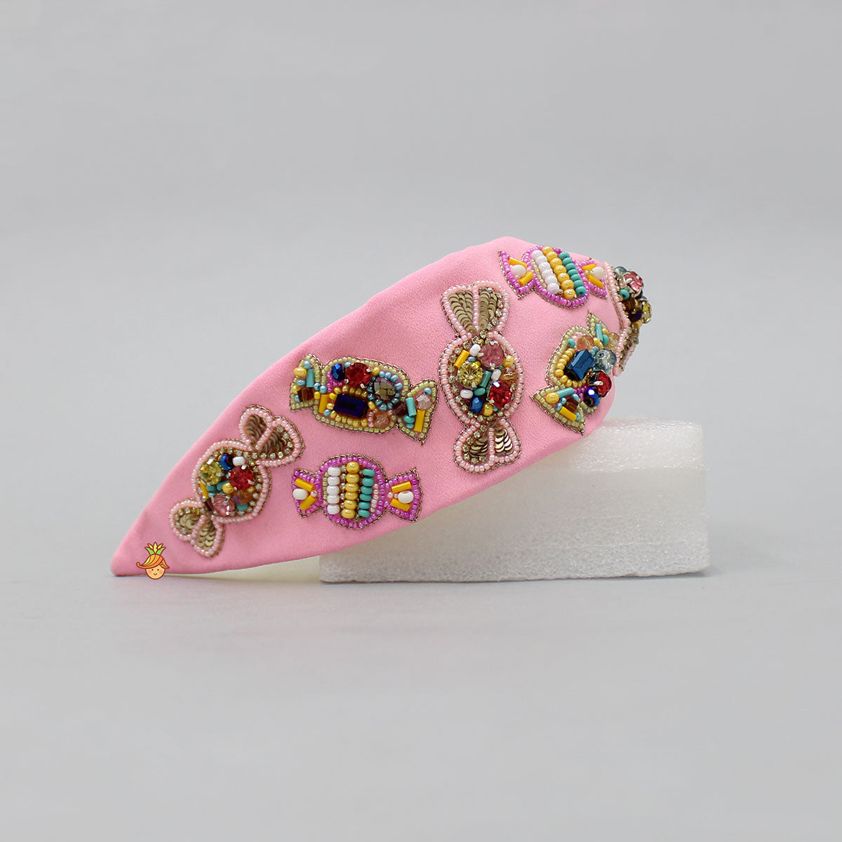 Sequins and Beaded Candy Worked Pink Hairband