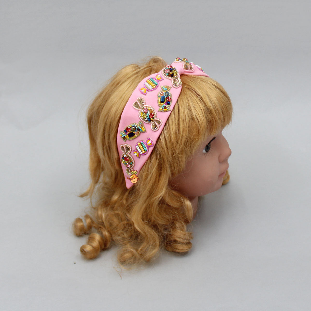Sequins and Beaded Candy Worked Pink Hairband