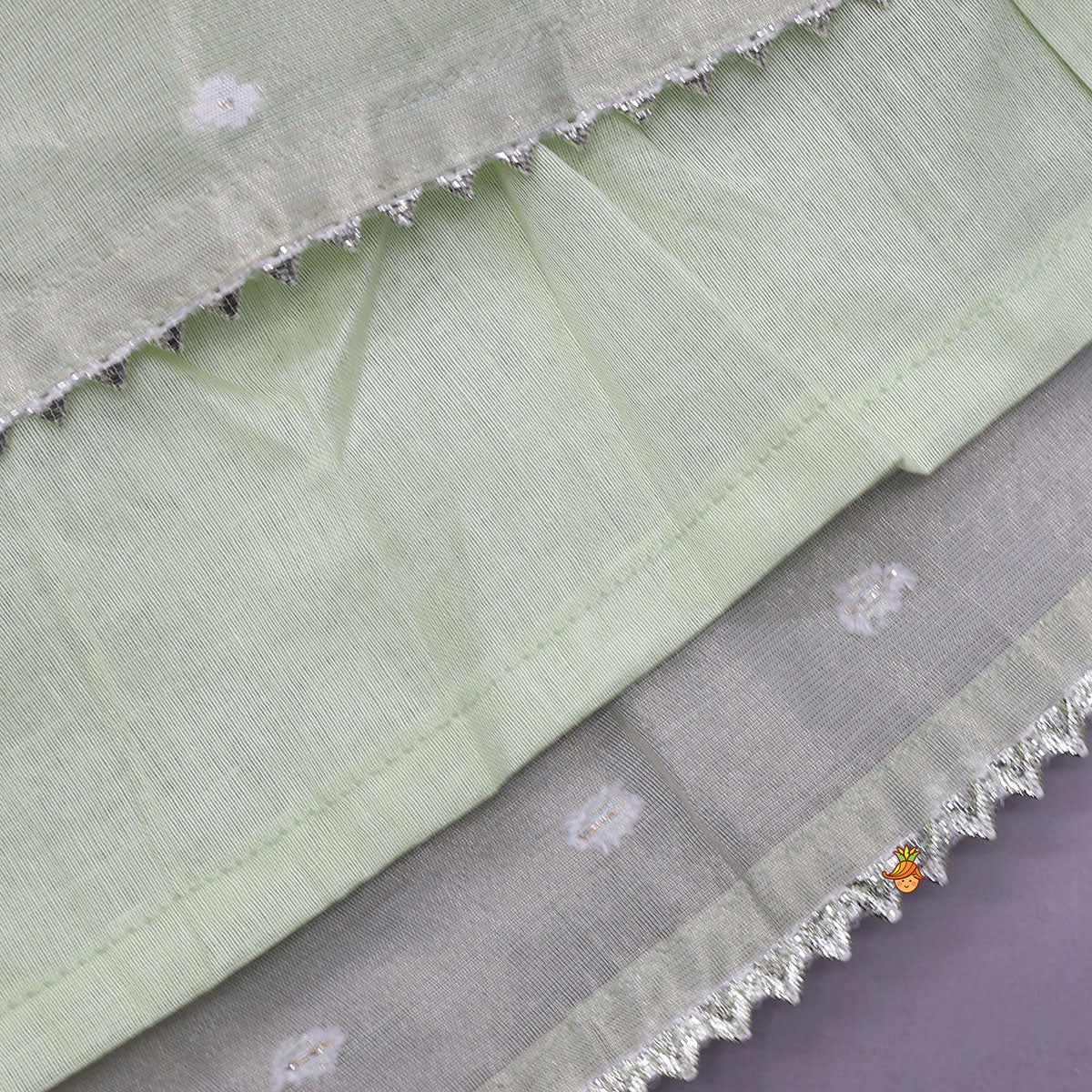 Green Butti Work Embroidered Top With Lehenga