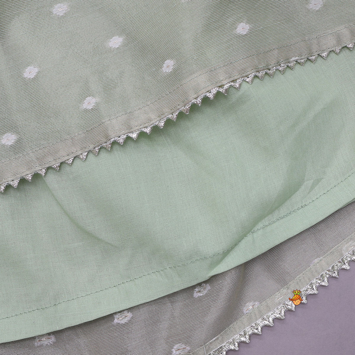 Green Butti Work Embroidered Top With Lehenga