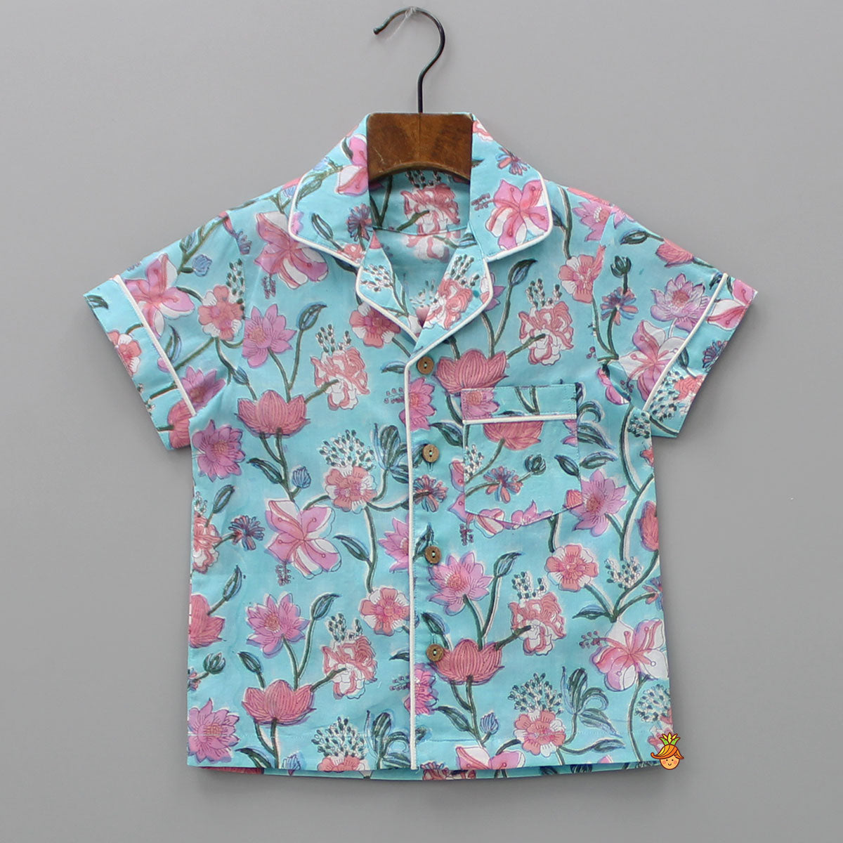 Hand Block Floral Printed Multicolour Sleepwear