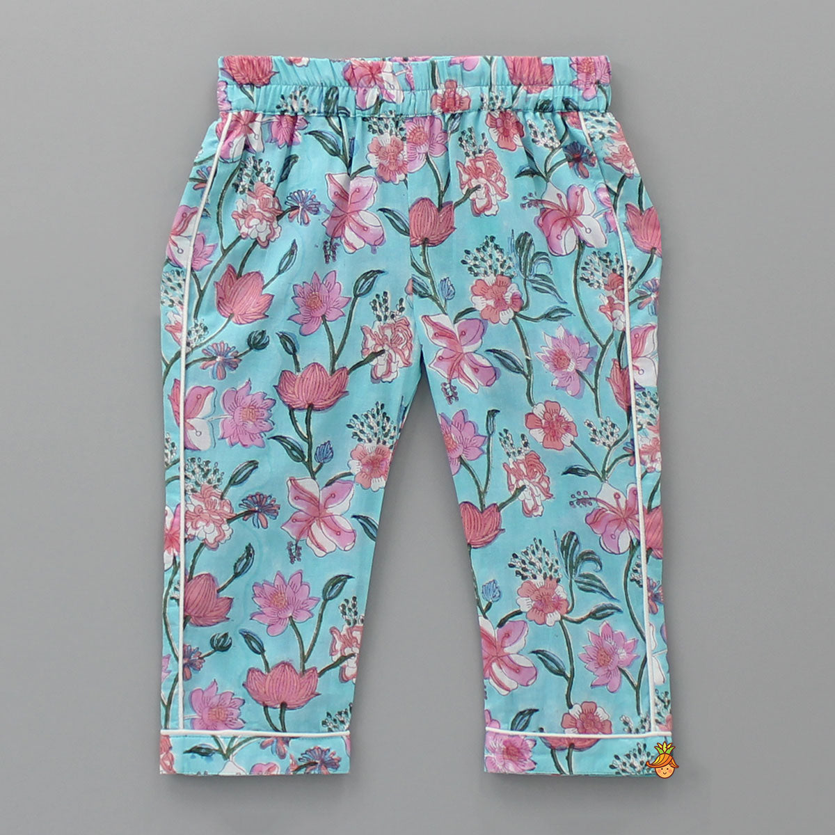 Hand Block Floral Printed Multicolour Sleepwear