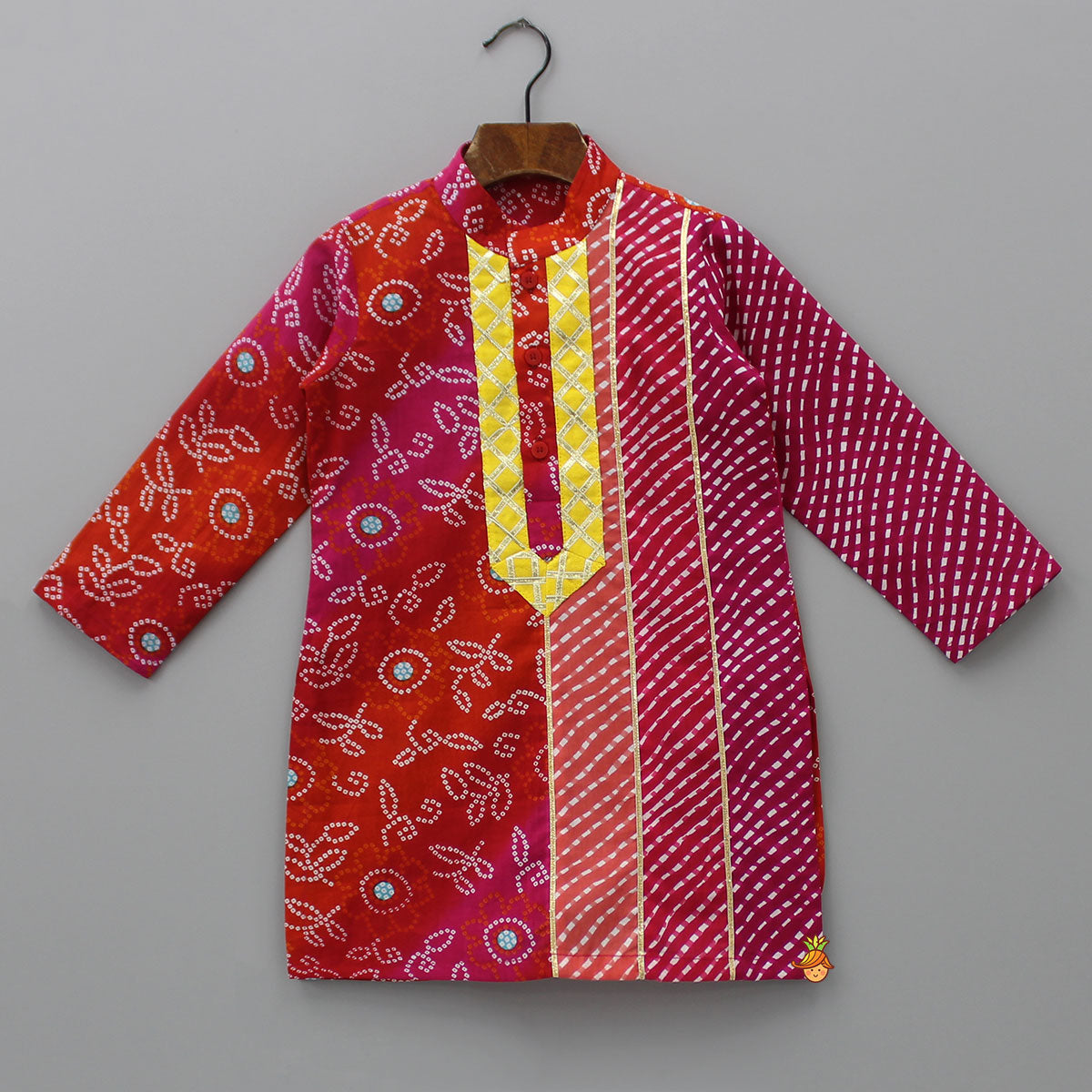 Leheriya And Bandhani Printed Multicolour Kurta And Pyjama