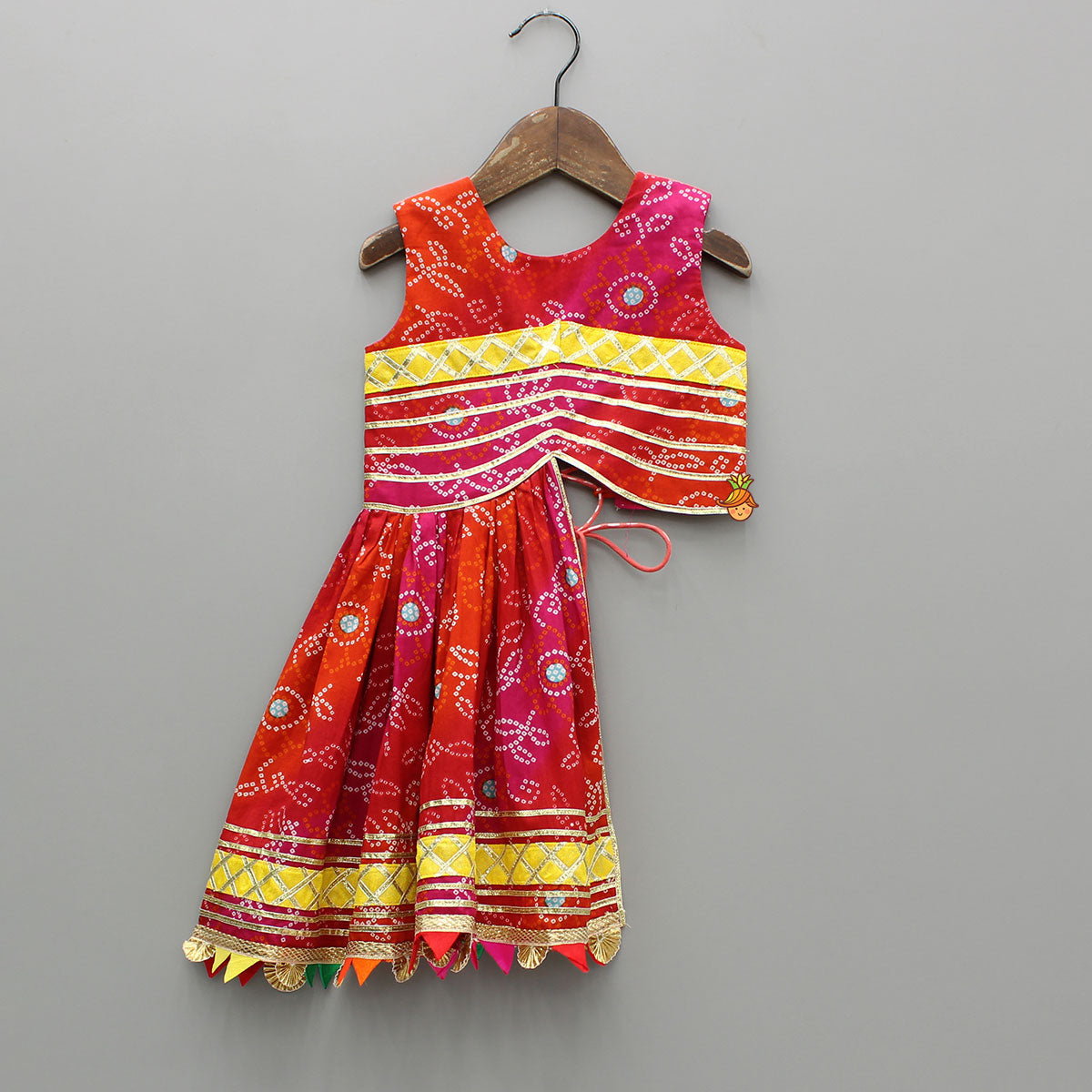 Printed Stylish Kurti And Lehenga With Attached Matching Potli And Dupatta