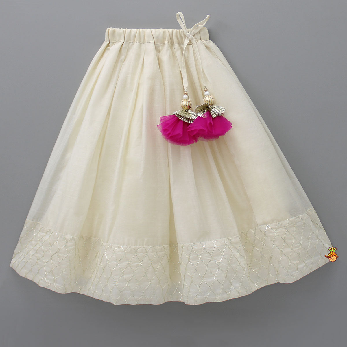 Gota Lace Detailed Top With Net Drapes And Lehenga
