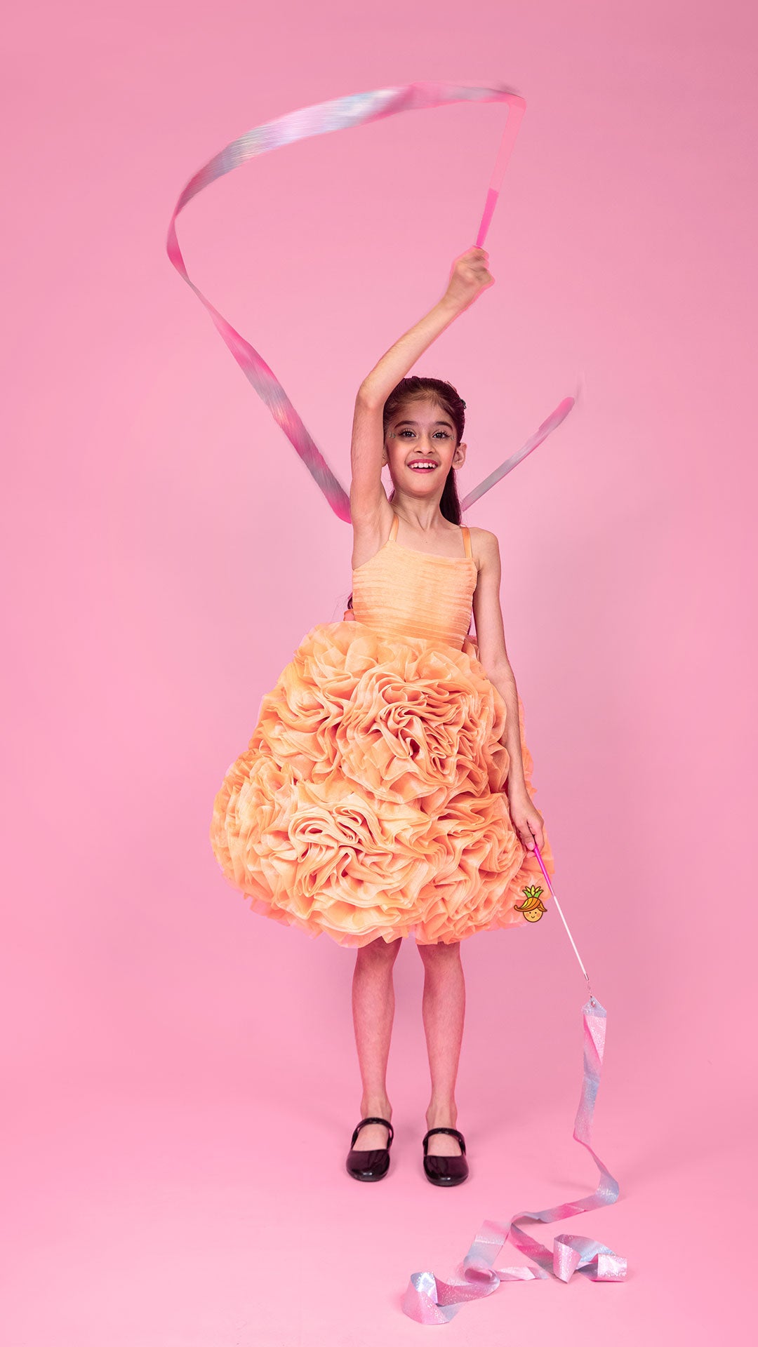 Pleated Yoke Organza Strappy Dress