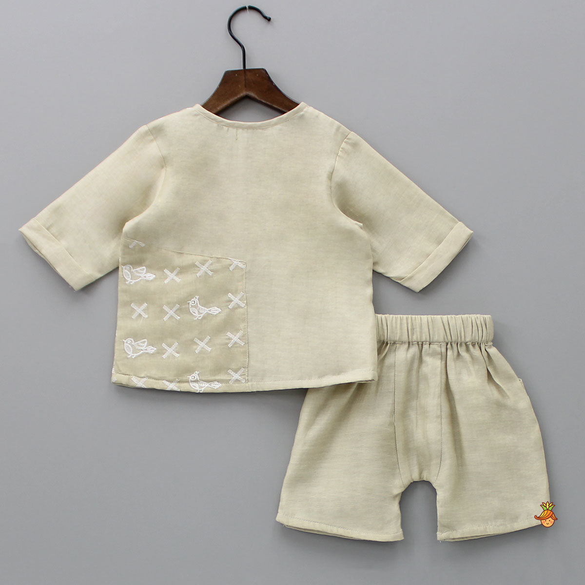 Bird Embroidered Top And Shorts