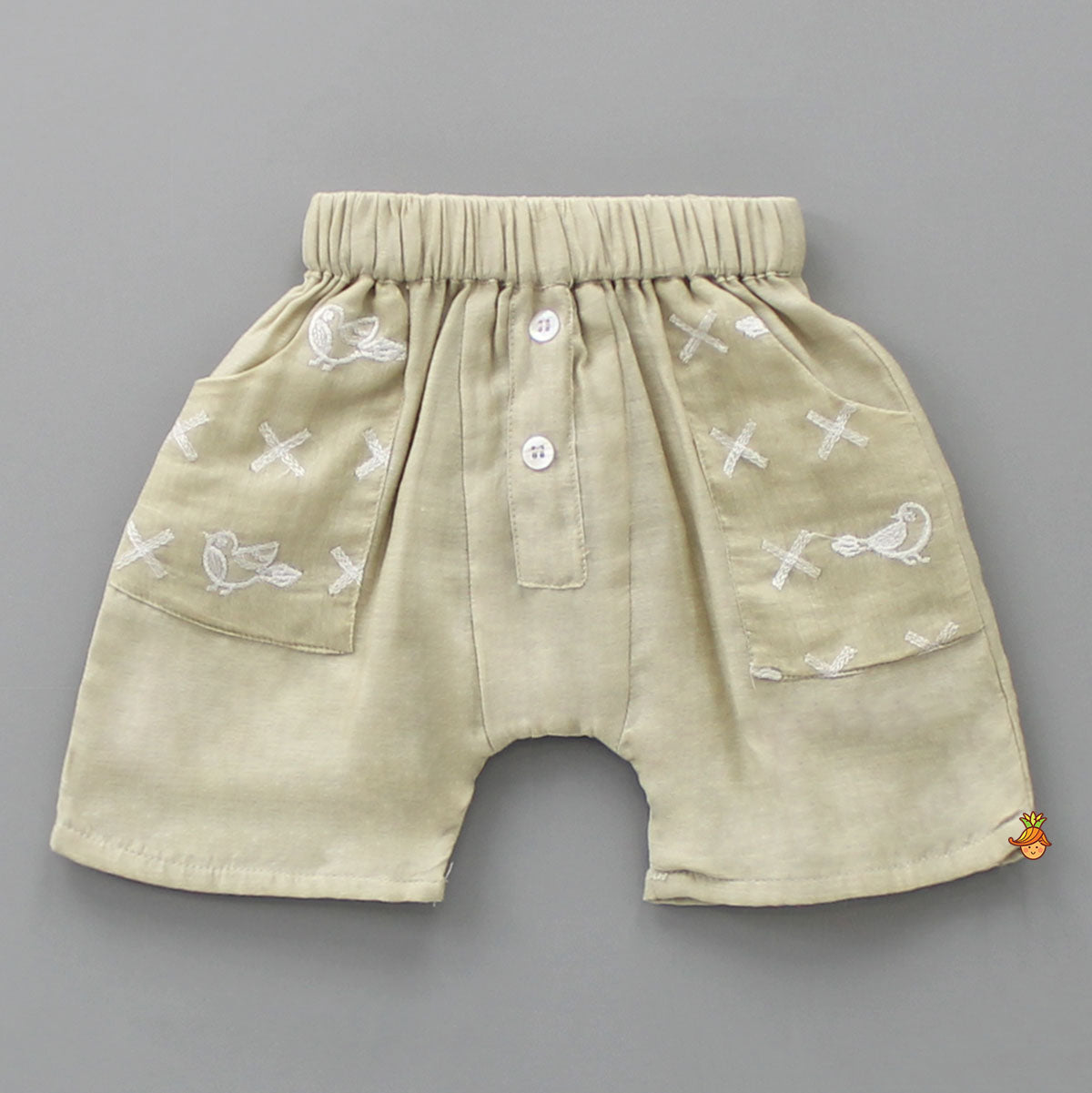 Bird Embroidered Top And Shorts