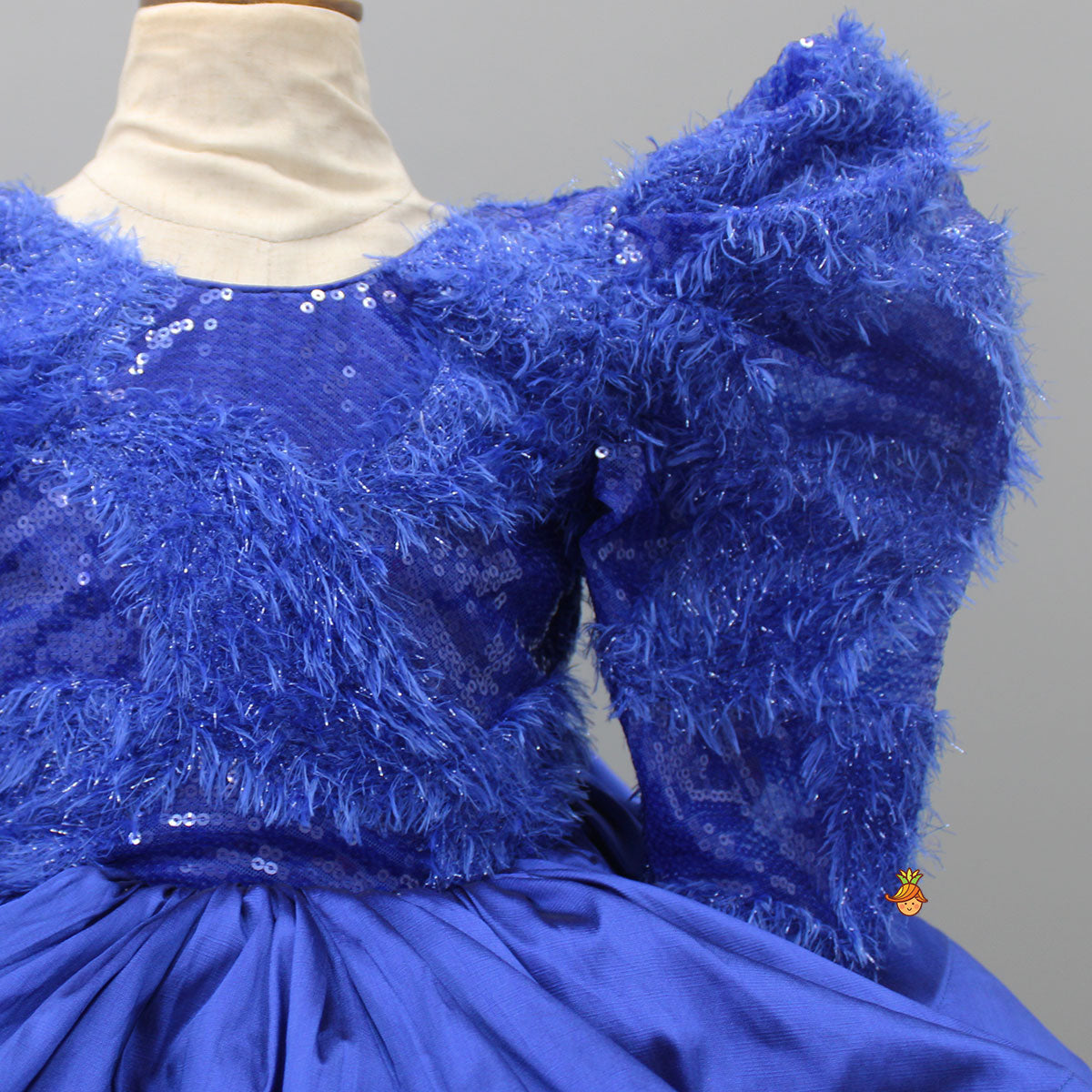 Blue Layered Dress And Detachable Bow With Matching Swirled Hair Clip