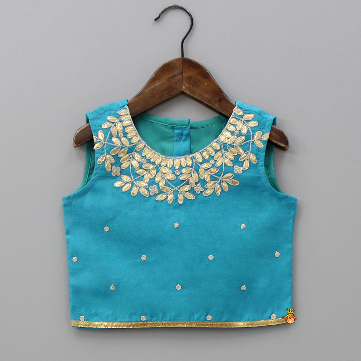 Blue Top And Floral Printed Lehenga With Net Dupatta