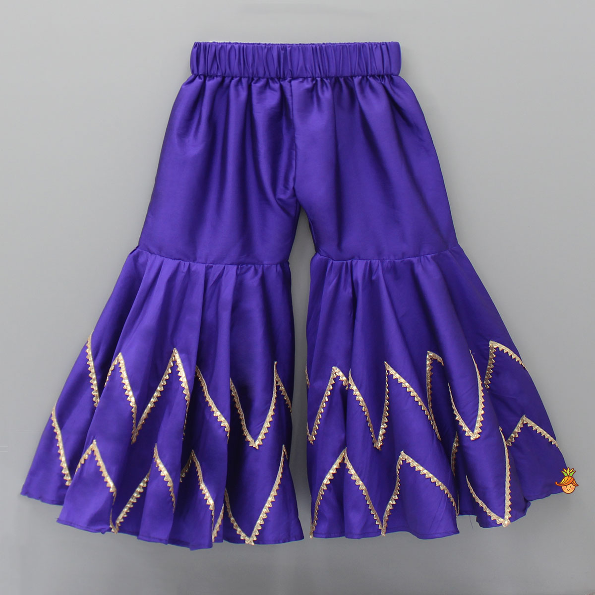 Purple Hand Embroidered Kurti With Sharara And Net Dupatta