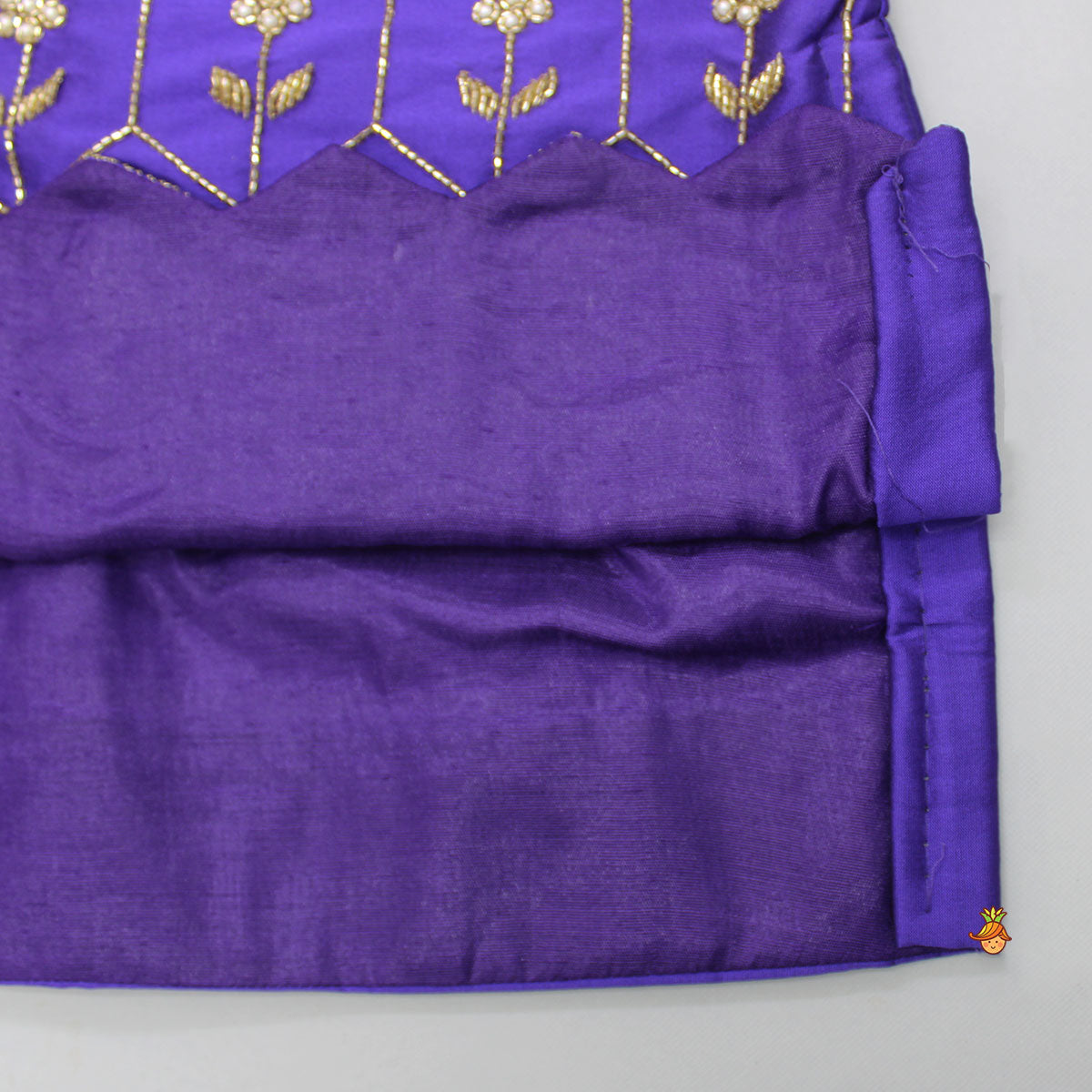 Purple Hand Embroidered Kurti With Sharara And Net Dupatta