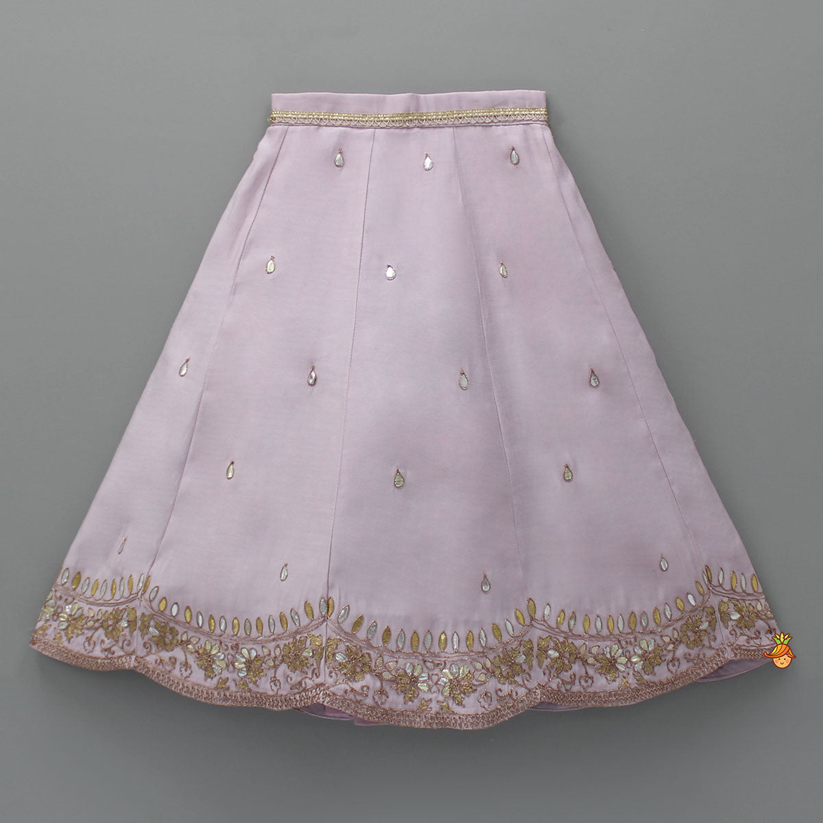 Gota Work Detail Lilac Top And Lehenga With Net Dupatta