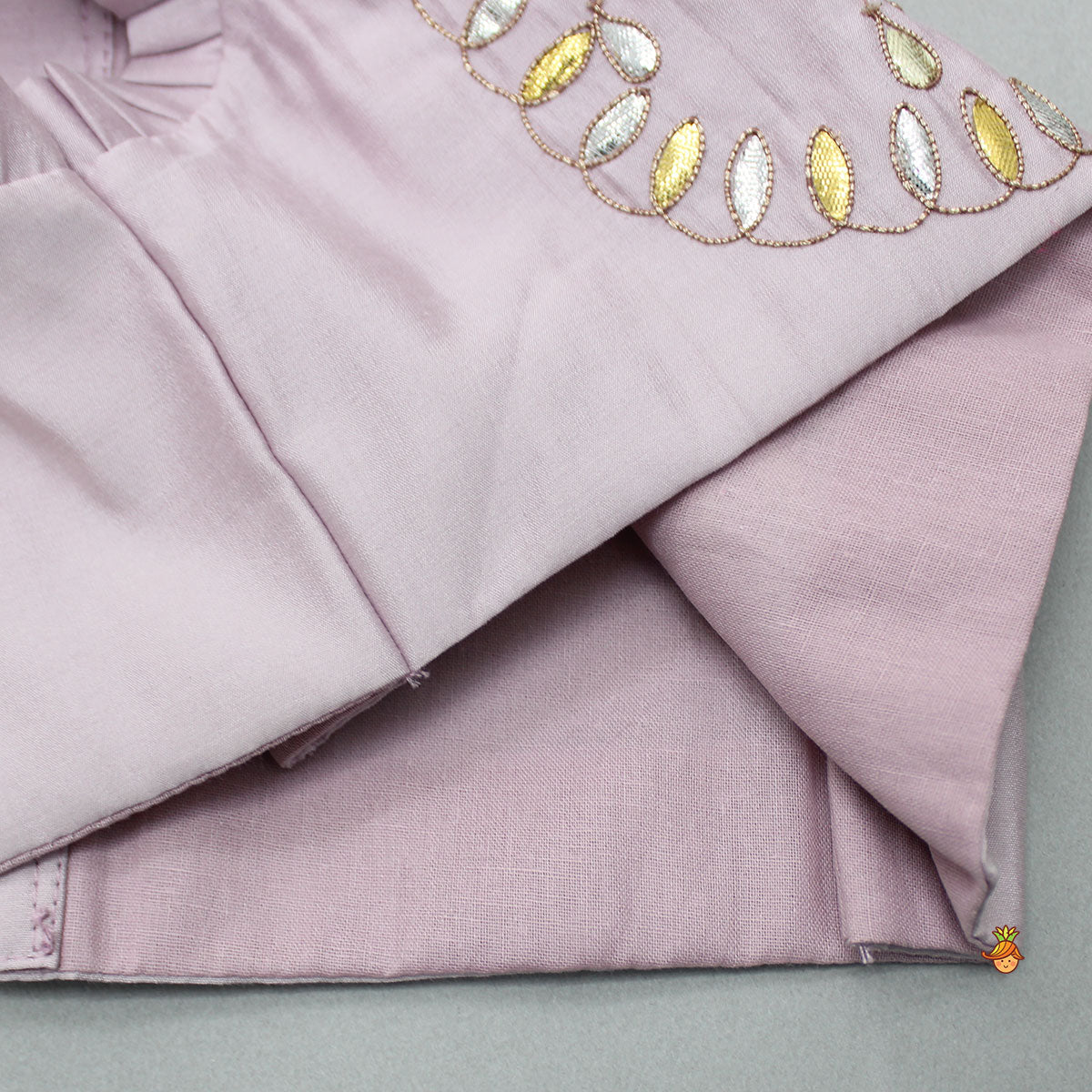 Gota Work Detail Lilac Top And Lehenga With Net Dupatta
