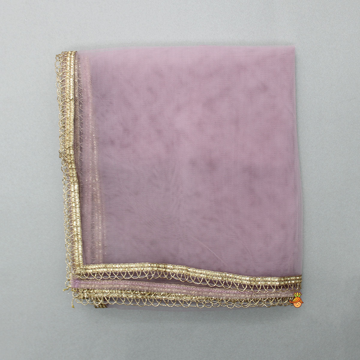 Gota Work Detail Lilac Top And Lehenga With Net Dupatta