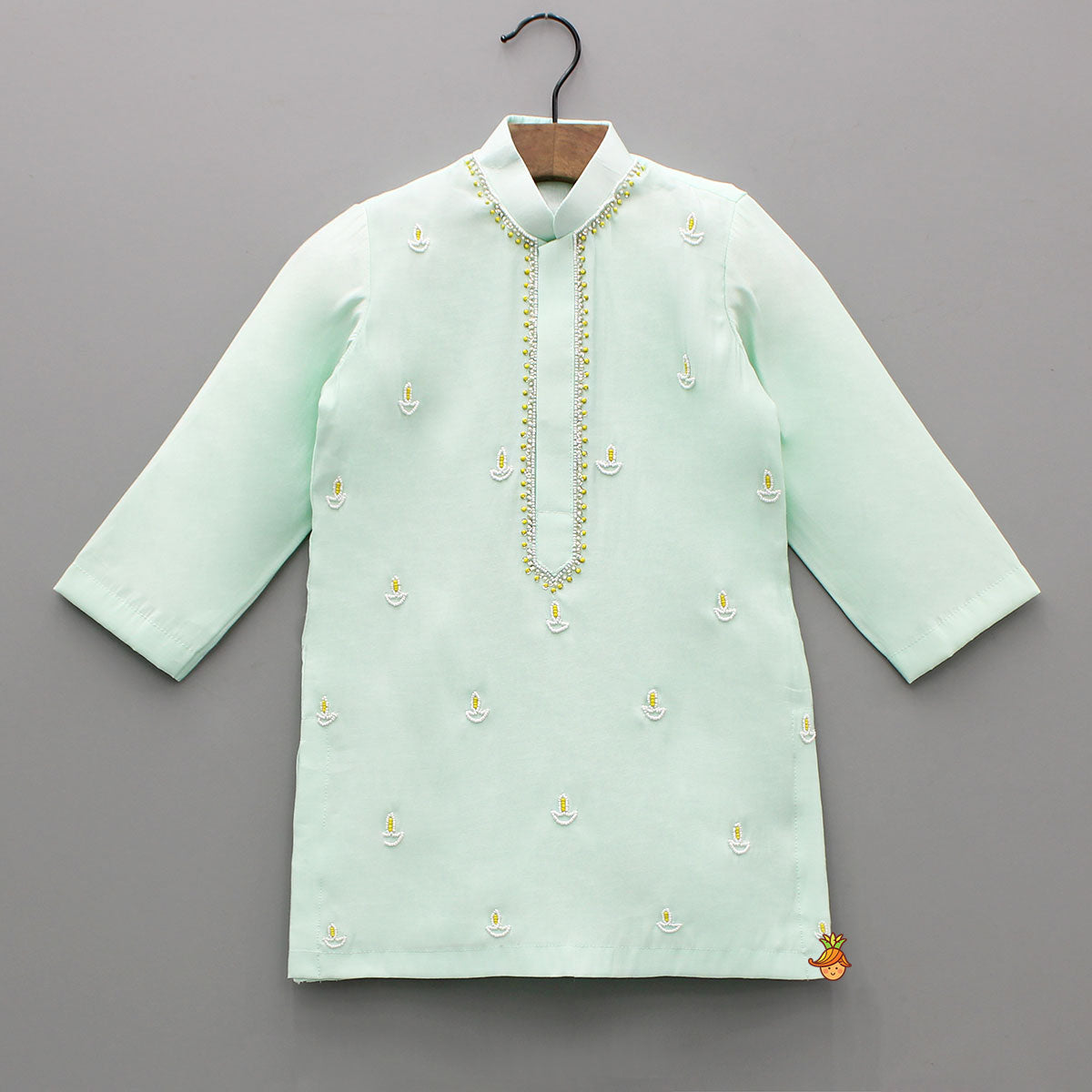 Diya Hand Embroidered Green Kurta And Churidar