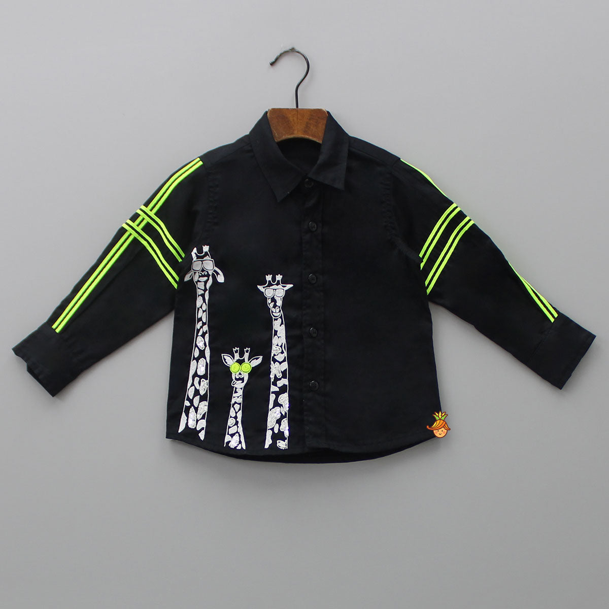 Animal Embroidered Black Shirt