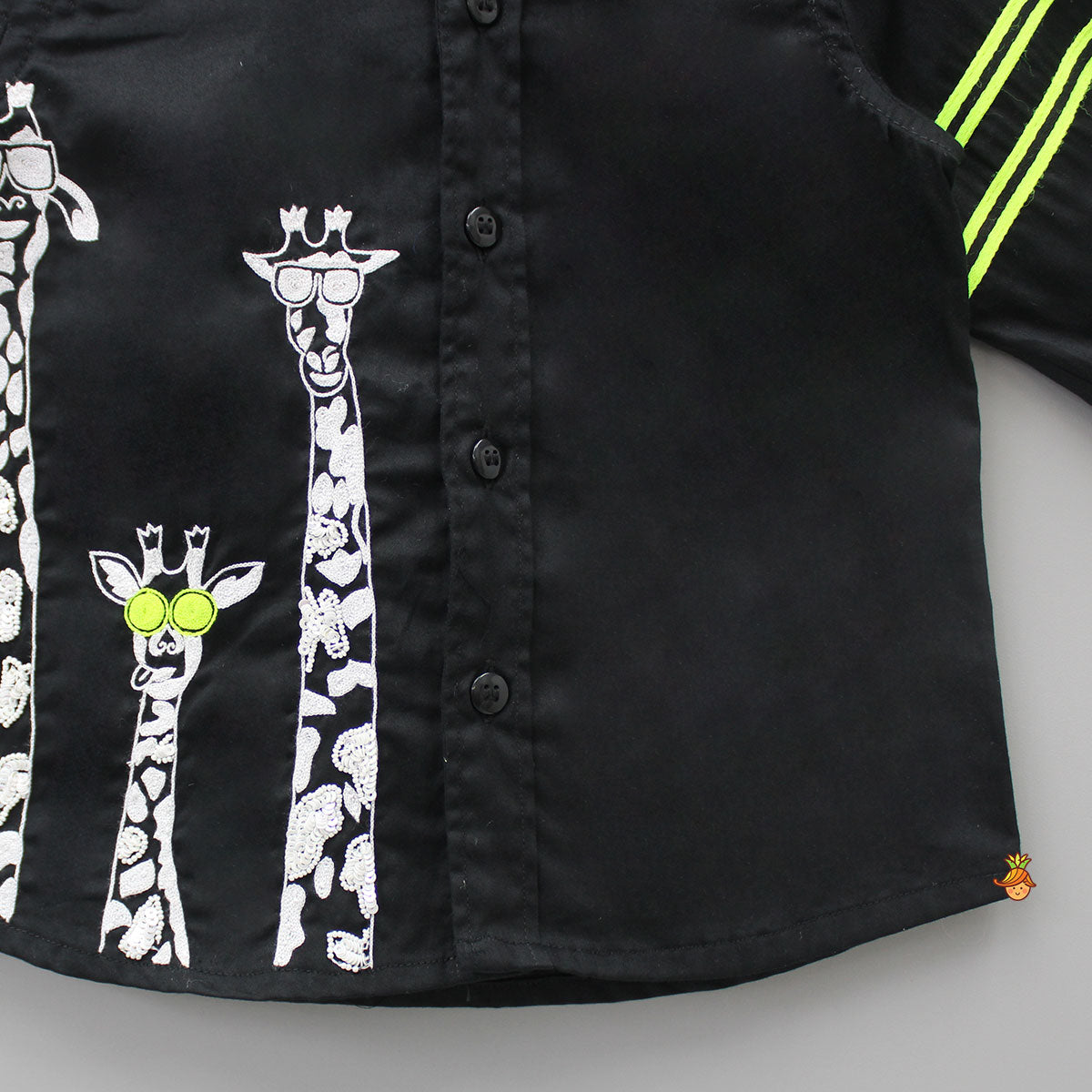 Animal Embroidered Black Shirt